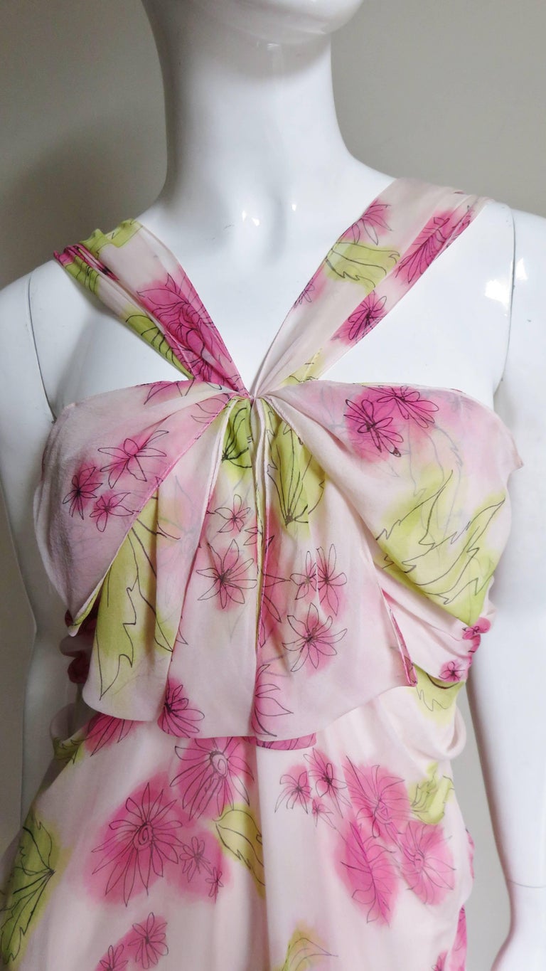 dior pink bloom dress Christian Dior by John Galliano Pink and White Cherry Blossom Logo Dress  For Sale at 1stDibs