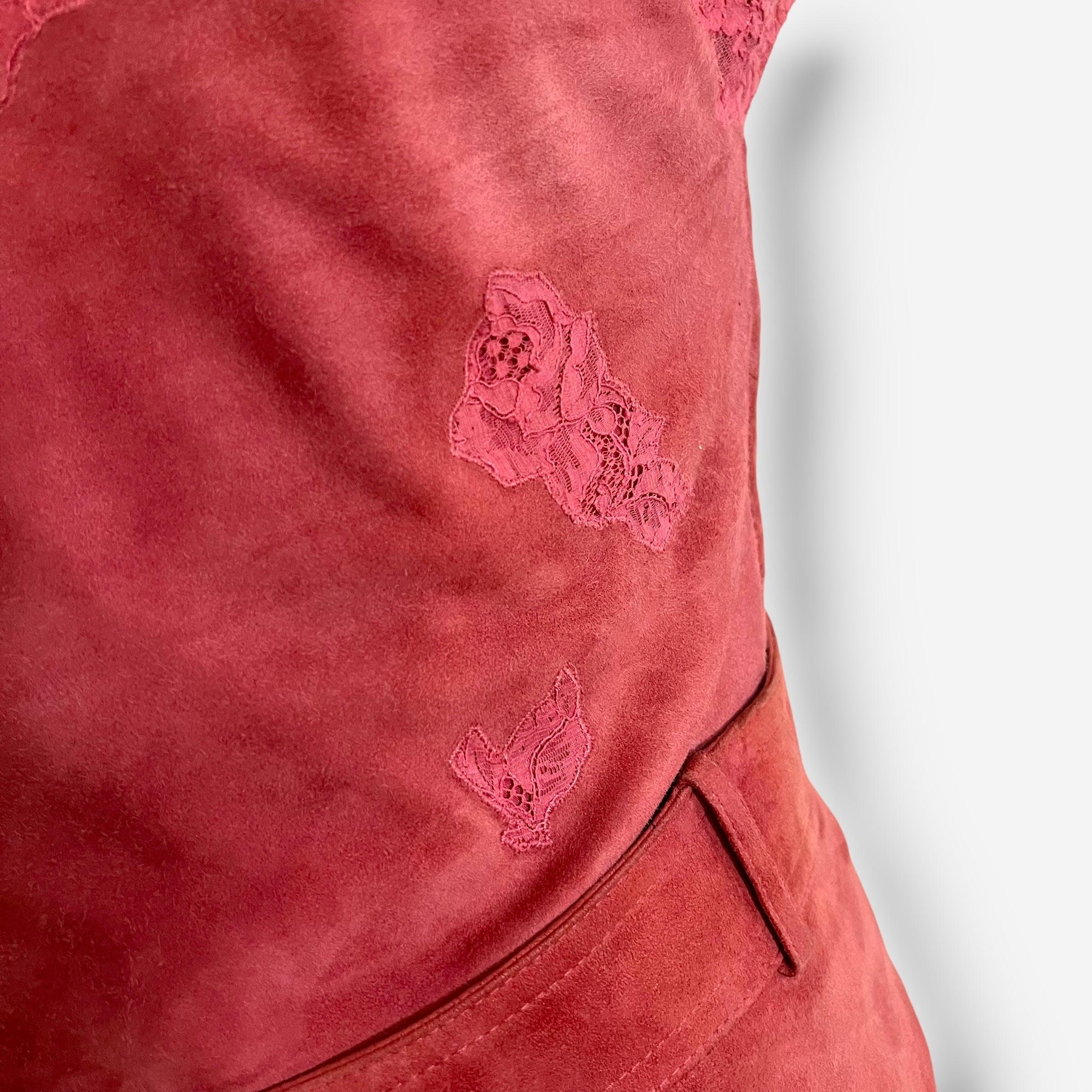 Marrone Christian Dior Set due pezzi in pizzo e camoscio rosa, Autunno/Inverno 2000 in vendita