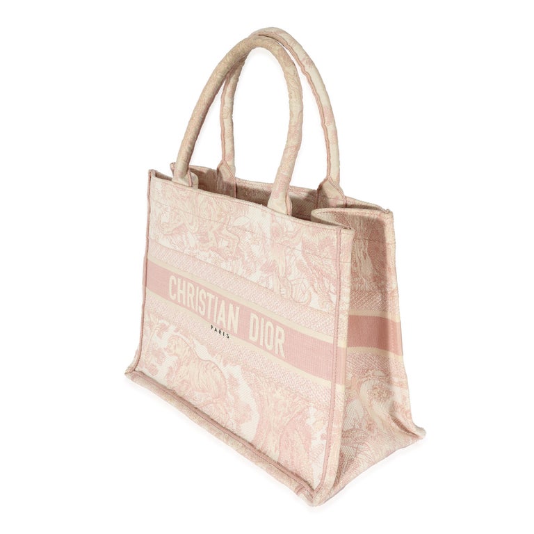 Women's Christian Dior Pink Toile de Jouy Embroidery Medium Book Tote For Sale