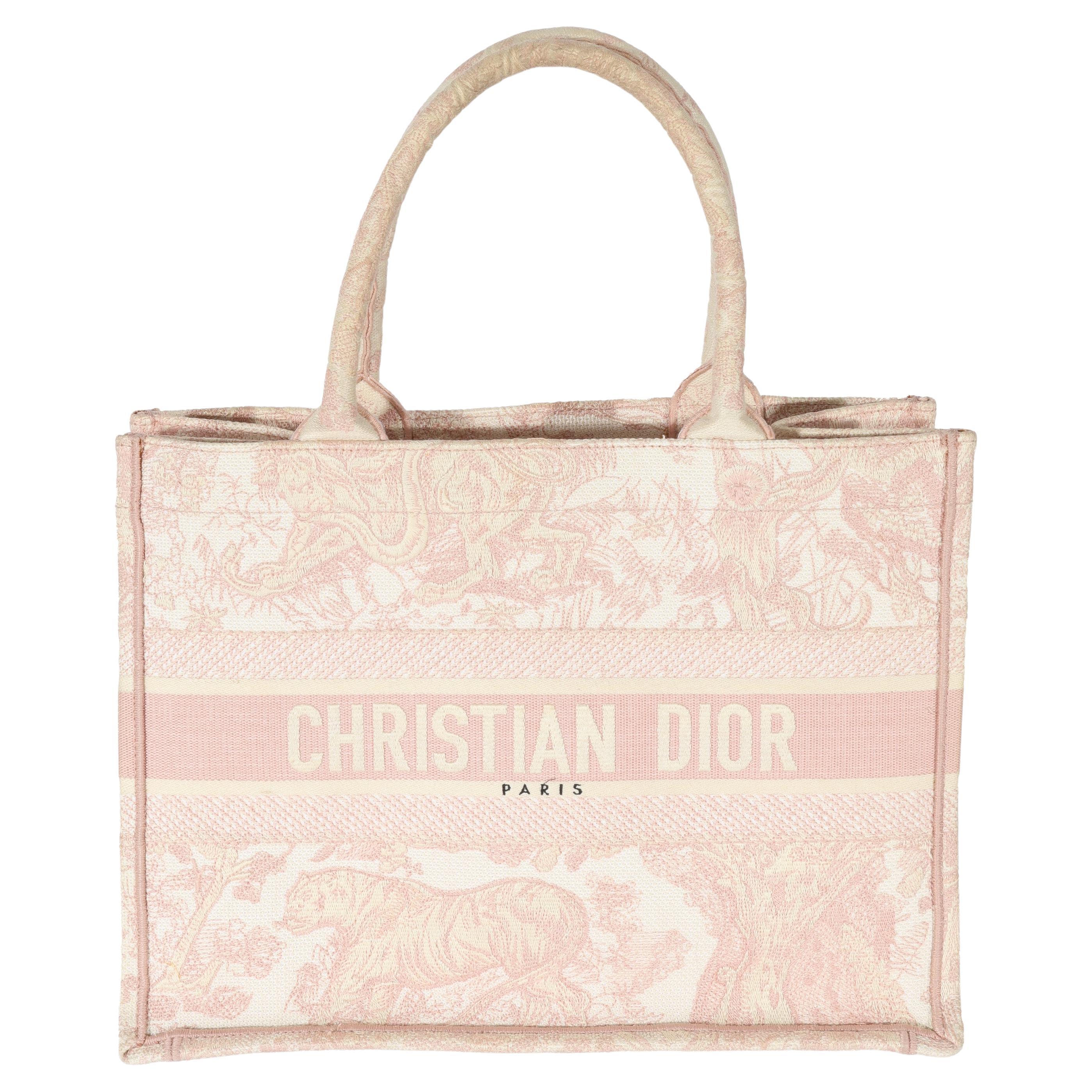 Medium Dior Book Tote Pink Multicolor Jute Canvas Embroidered with Dior  Union Motif (36 x 27.5 x 16.5 cm)