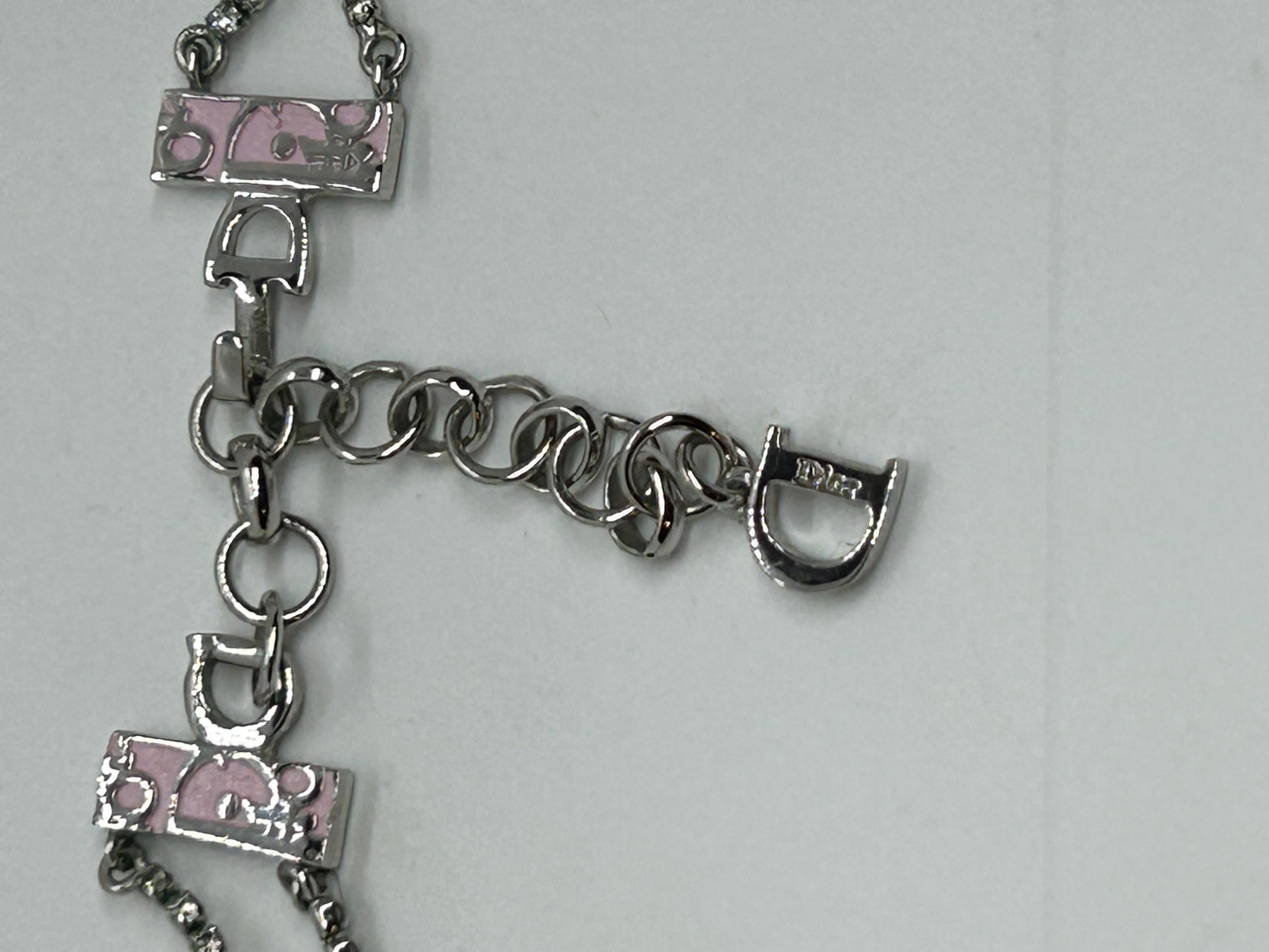 Christian Dior pink trotter logo choker necklace For Sale 7