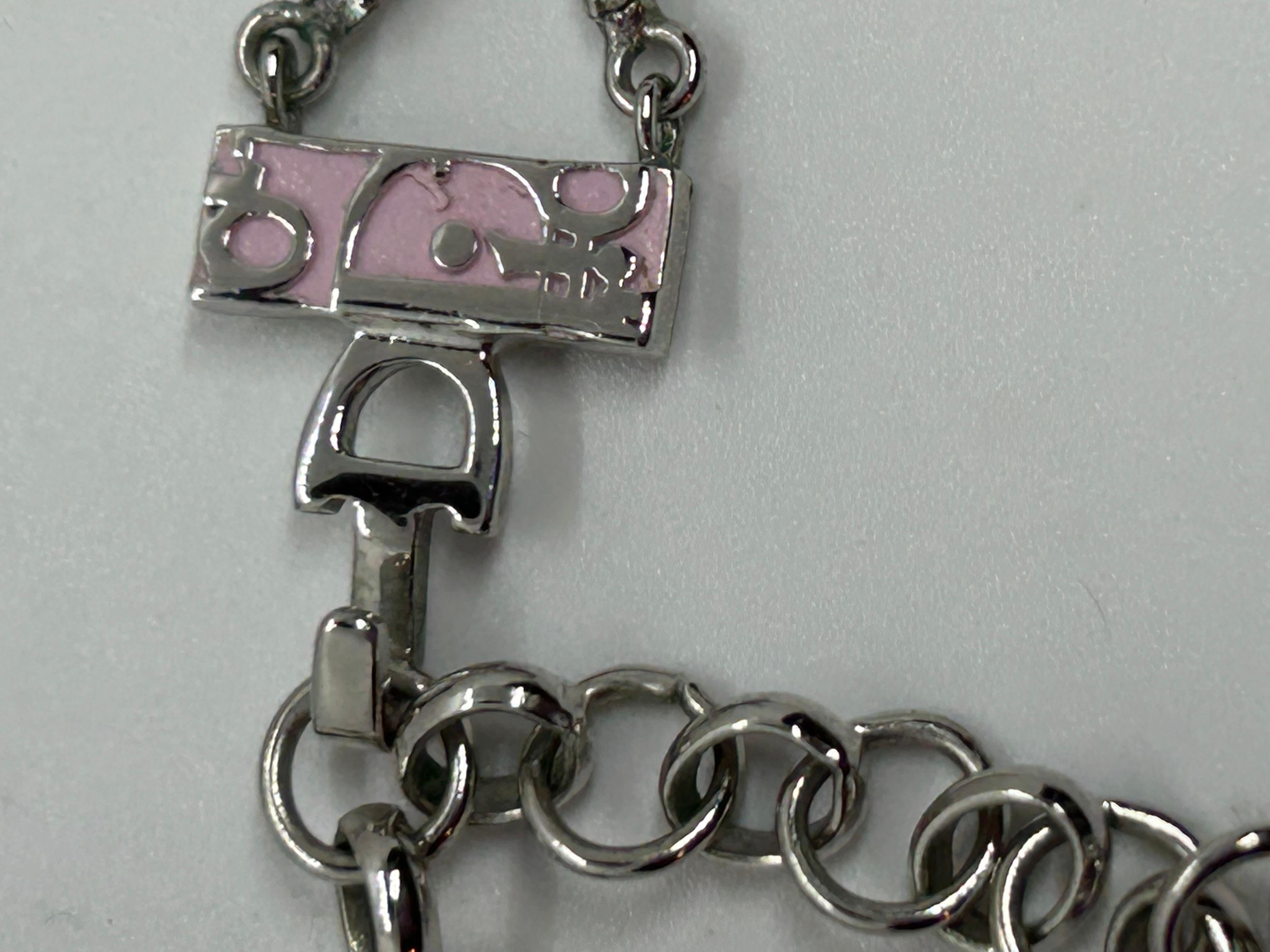 Christian Dior pink trotter logo choker necklace For Sale 8