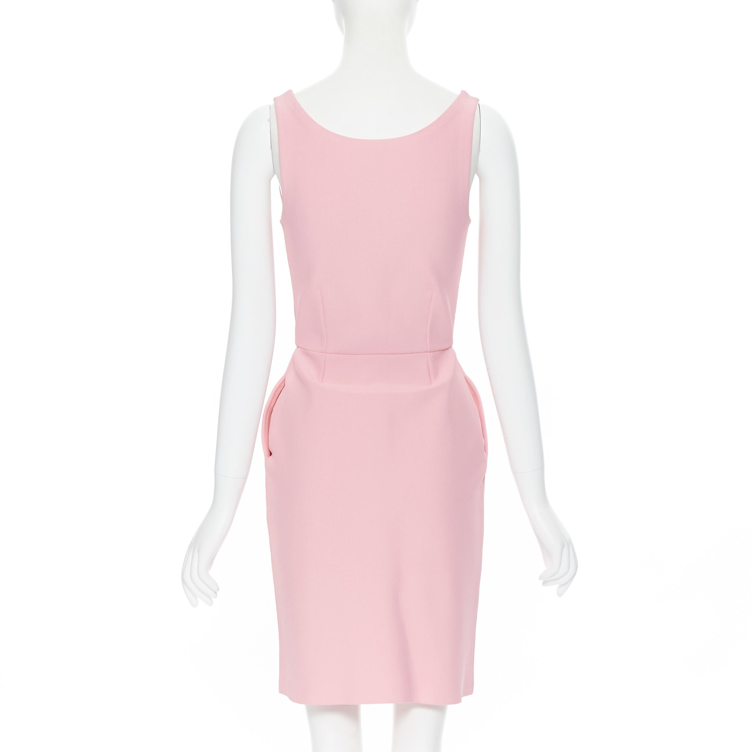 Pink CHRISTIAN DIOR pink viscose knit exposed zip nipped waist bodycon dress FR36