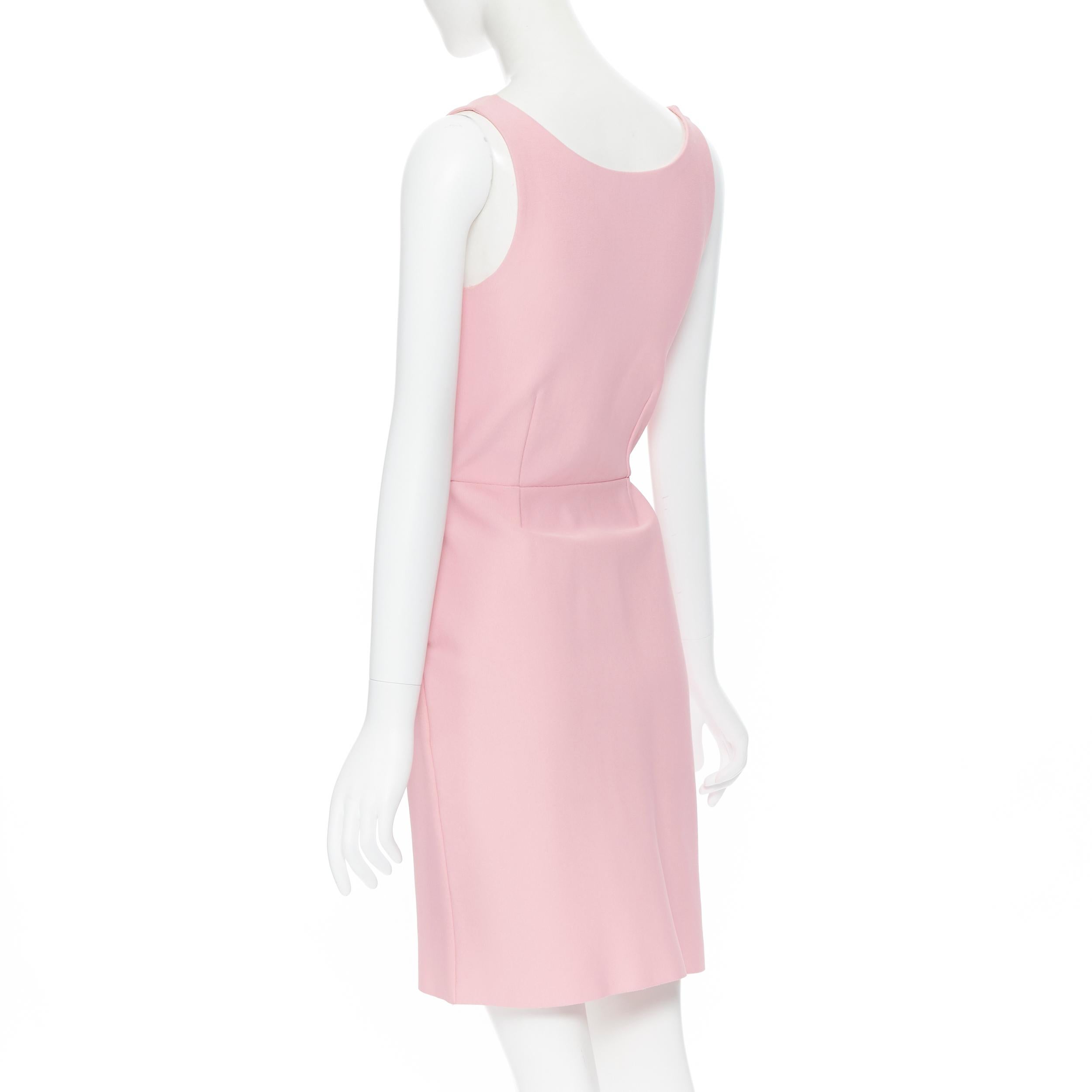 CHRISTIAN DIOR pink viscose knit exposed zip nipped waist bodycon dress FR36 In Excellent Condition In Hong Kong, NT