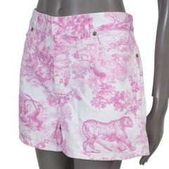 CHRISTIAN DIOR pink & white cotton 2022 DIORIVIERA DENIM Shorts Pants 42 L