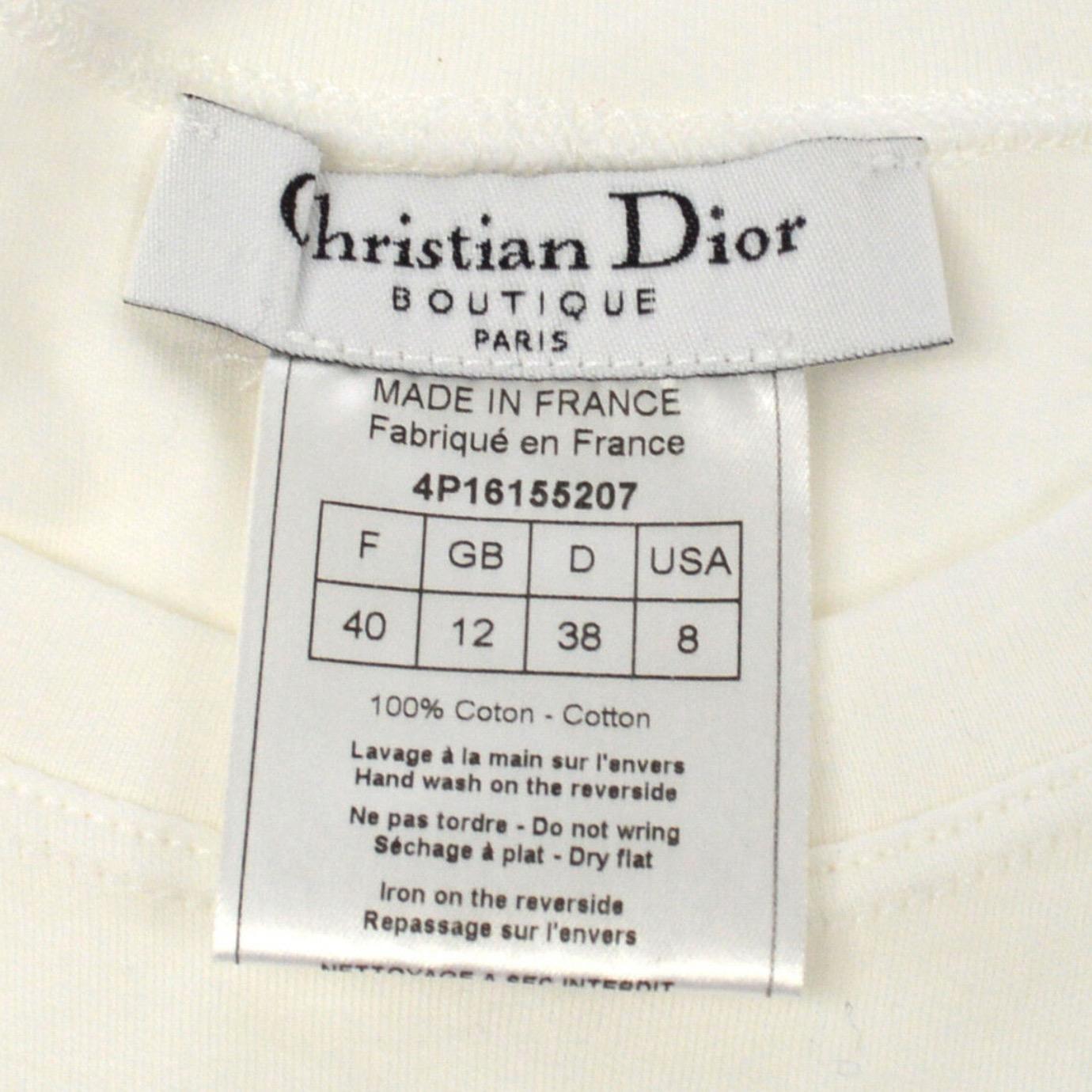 Gray Christian Dior Pink White 'J'Adore Dior' Short Sleeve Fitted T-Shirt Shirt