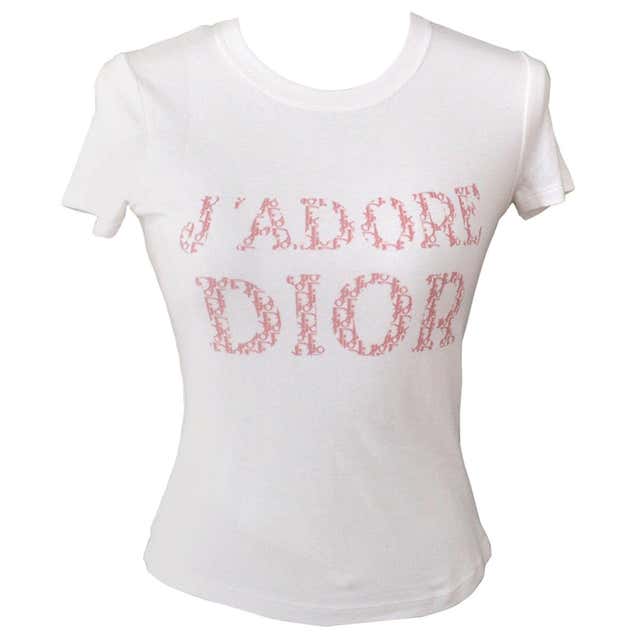 Christian Dior Pink White 'J'Adore Dior' Short Sleeve Fitted T-Shirt ...