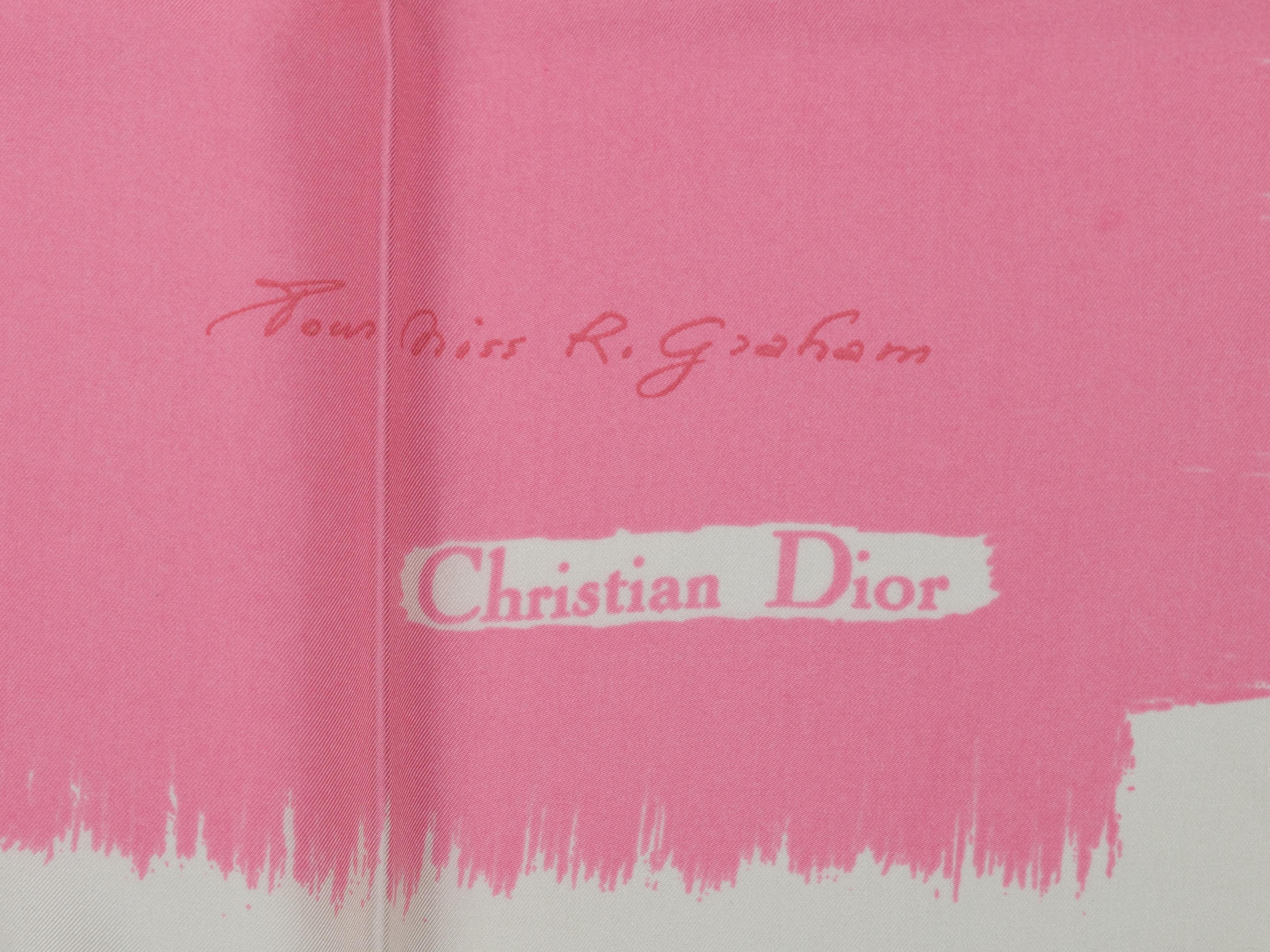 Christian Dior Pink & White Silk Scarf In Good Condition In New York, NY