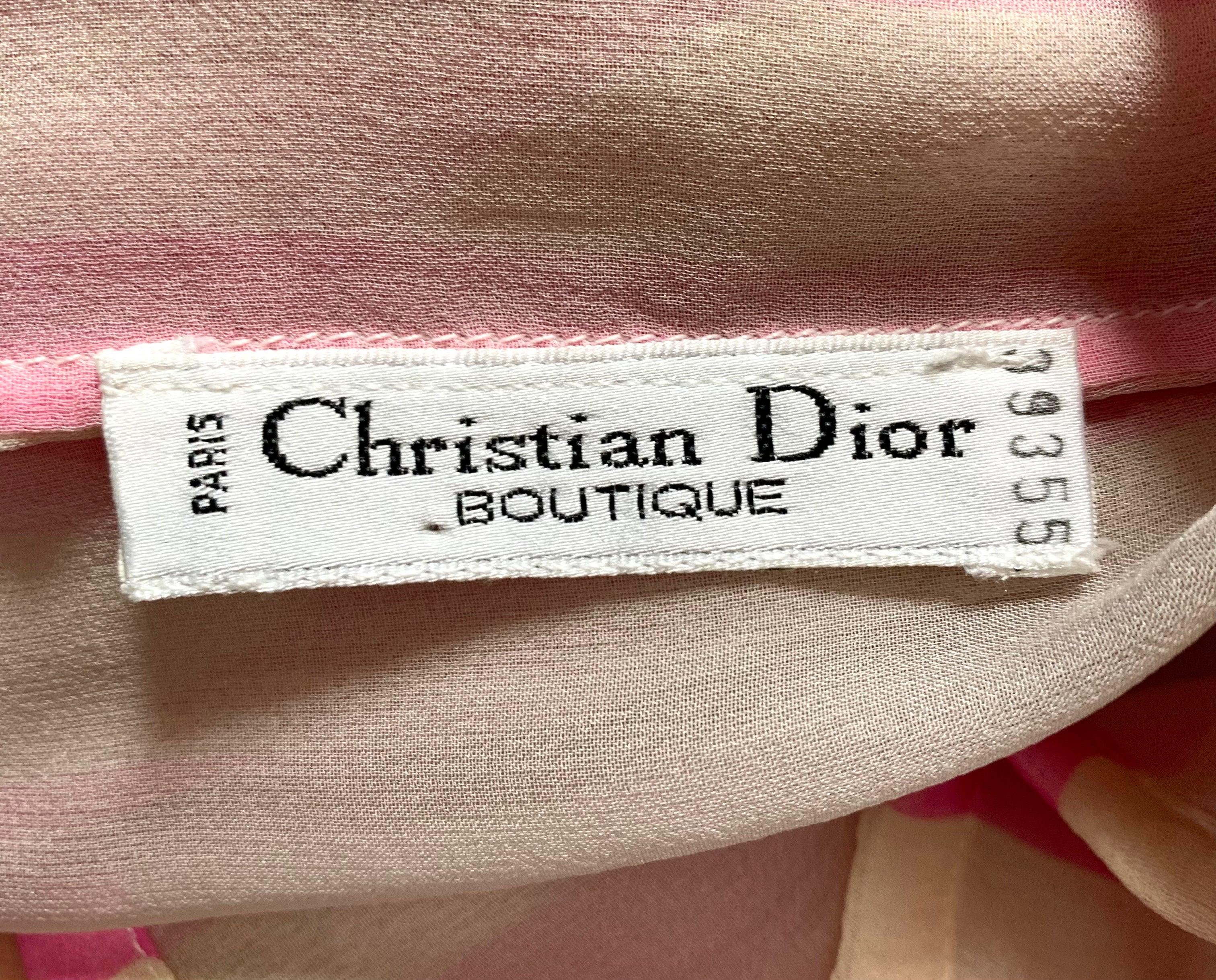 Christian Dior Rosa-weiß gestreifte Seiden-Chiffon-Bluse ohne Ärmel, 2000er Jahre im Zustand „Hervorragend“ im Angebot in Los Angeles, CA