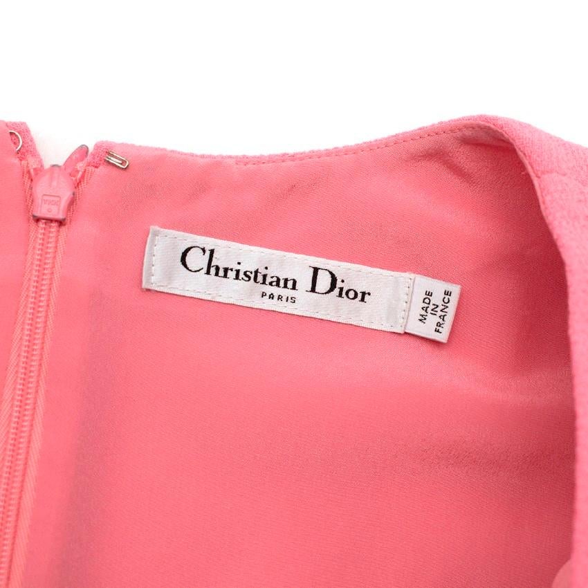 Christian Dior Pink Wool Crepe Pleated V-Neck Dress - US 0 In Excellent Condition In London, GB