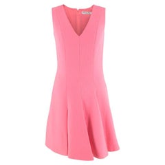 Christian Dior Pink Wool Crepe Pleated V-Neck Dress - US 0