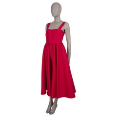CHRISTIAN DIOR pink wool & silk 2024 BELTED SHANTUNG MIDI Dress 36 XS