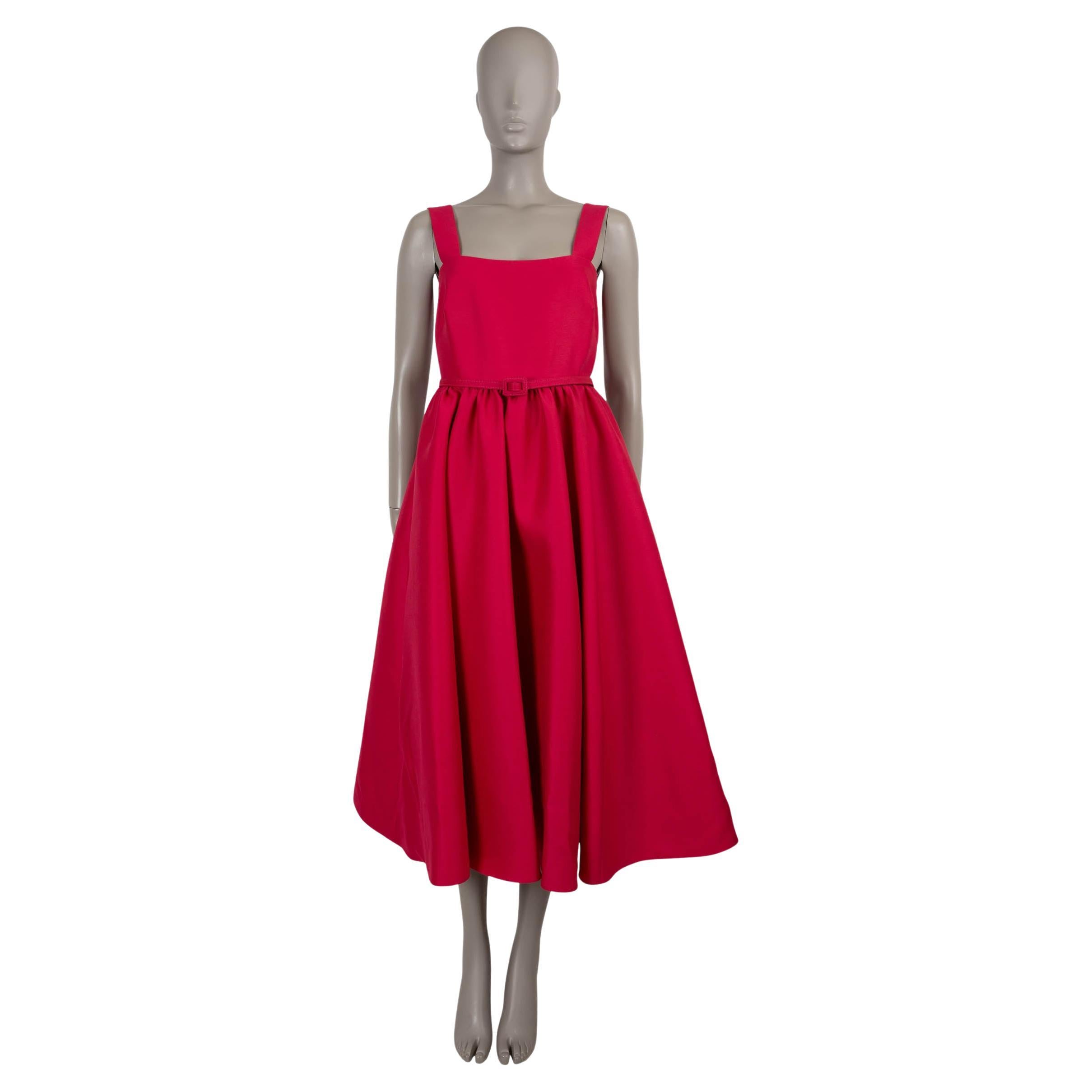 Christian Dior, abito MIDI in lana e seta rosa 2024 con cintura, 36 XS