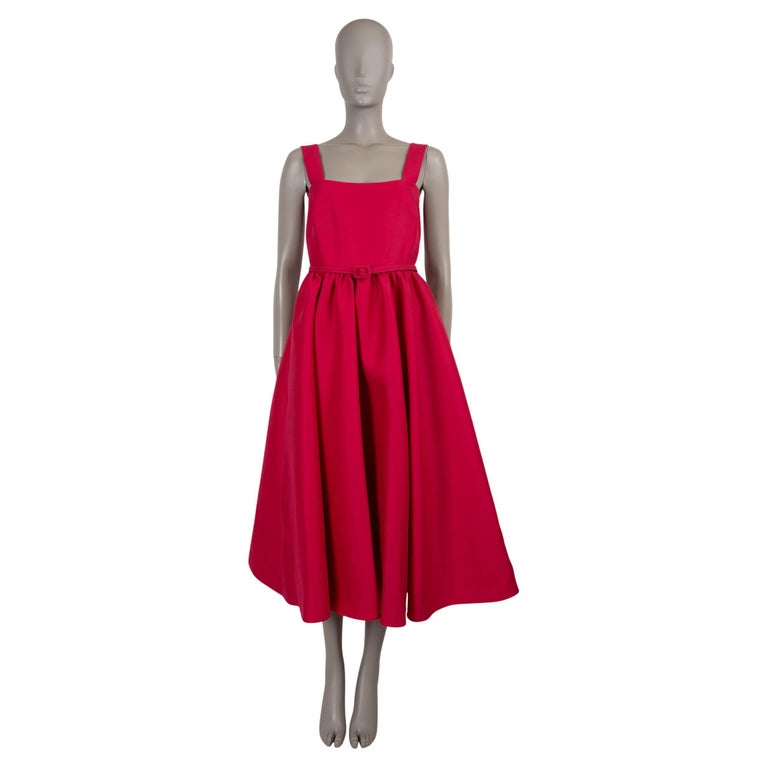CHRISTIAN DIOR pink wool and silk 2024 BELTED SHANTUNG MIDI Dress 36 XS For  Sale at 1stDibs
