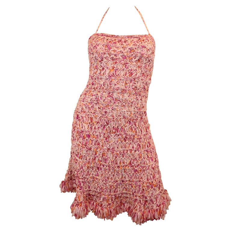 Christian Dior Pink Woven Ribbon Fit-and-Flare Dress at 1stDibs