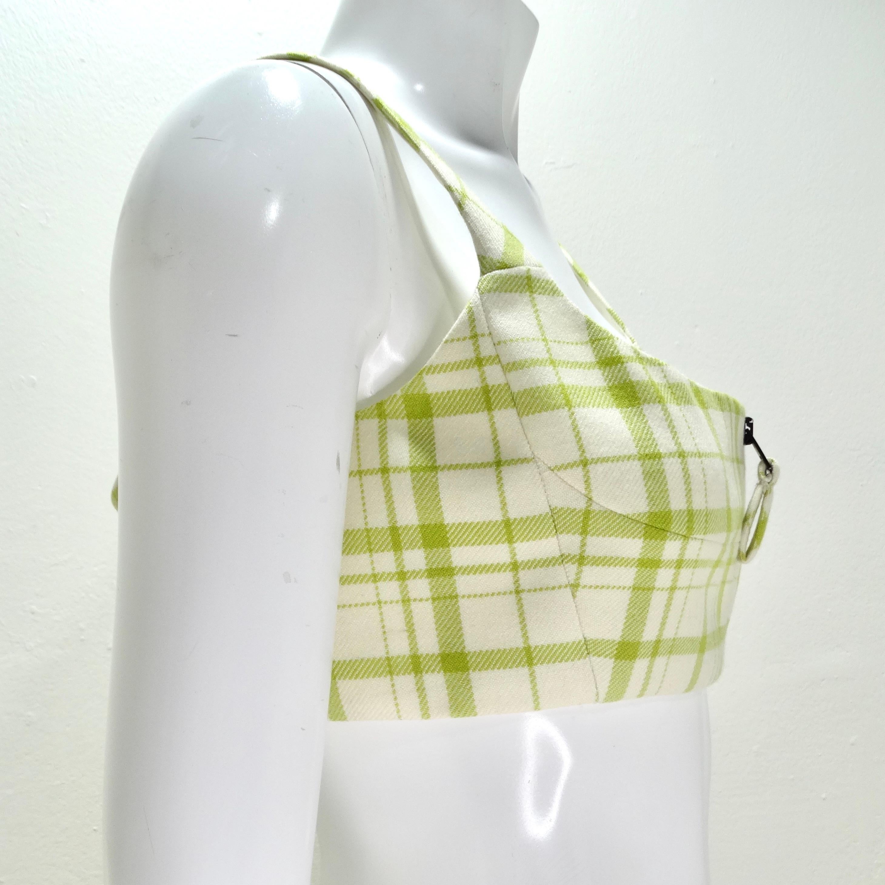Christian Dior Plaid Wool Crop Top In Excellent Condition For Sale In Scottsdale, AZ