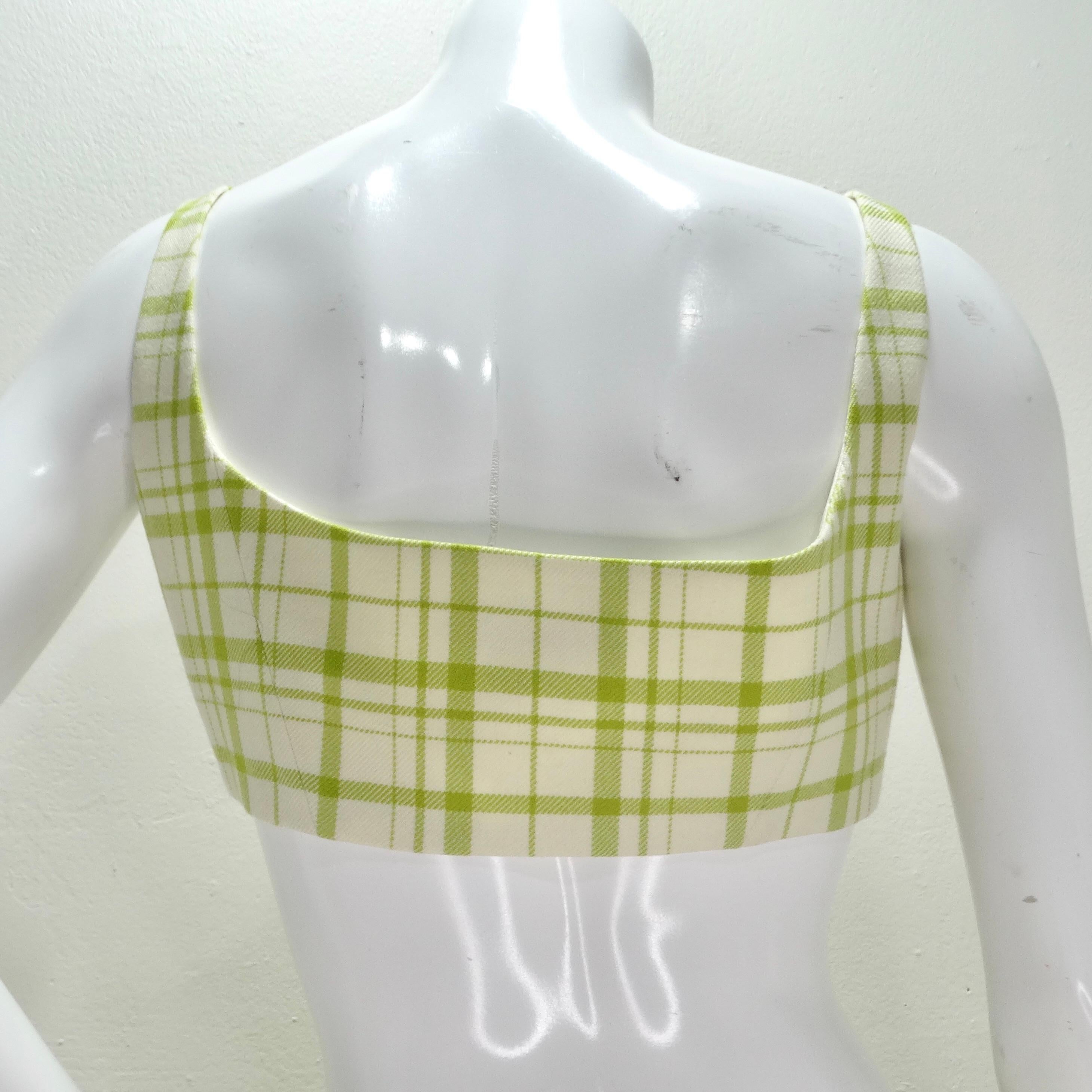 Women's or Men's Christian Dior Plaid Wool Crop Top For Sale