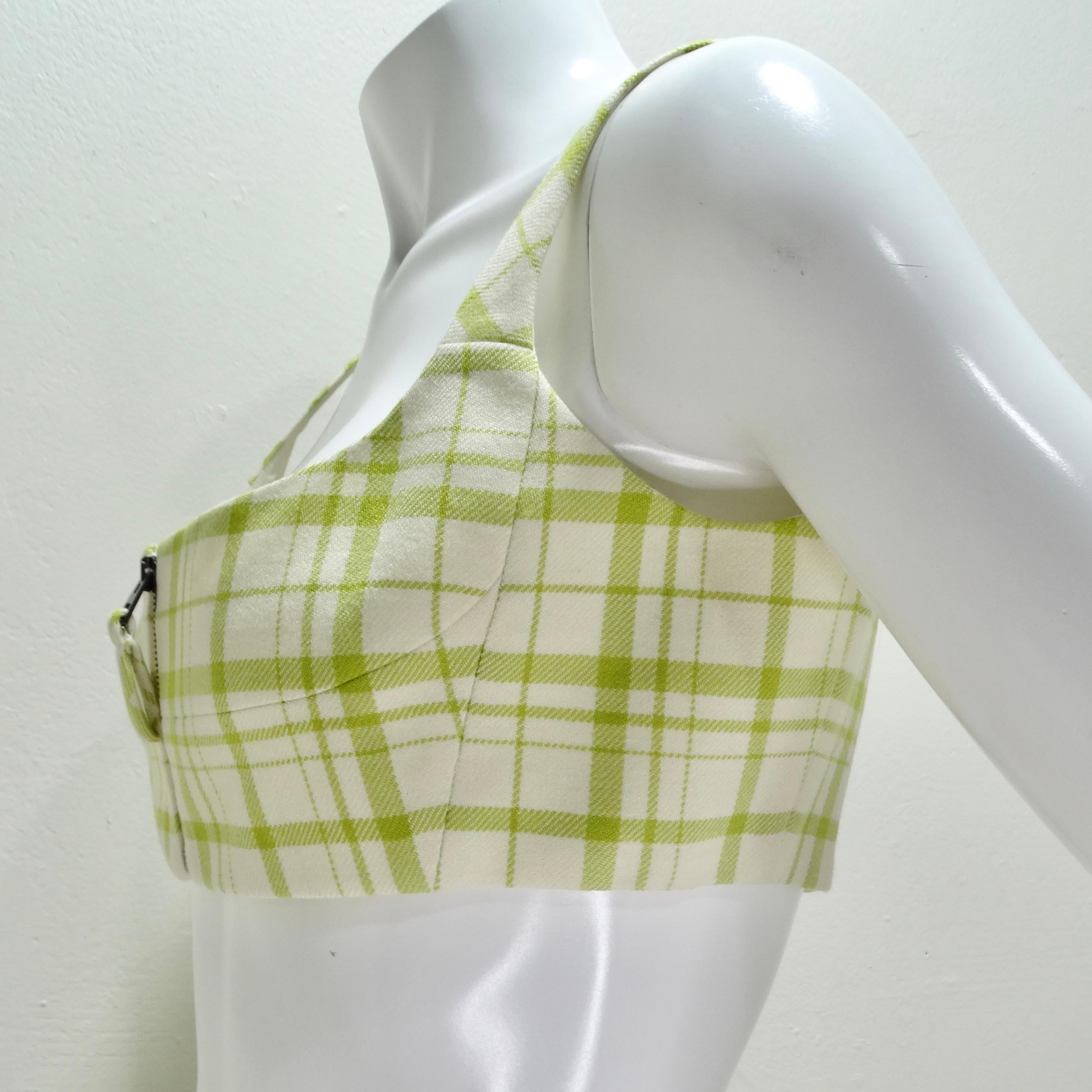 Christian Dior Plaid Wool Crop Top For Sale 1