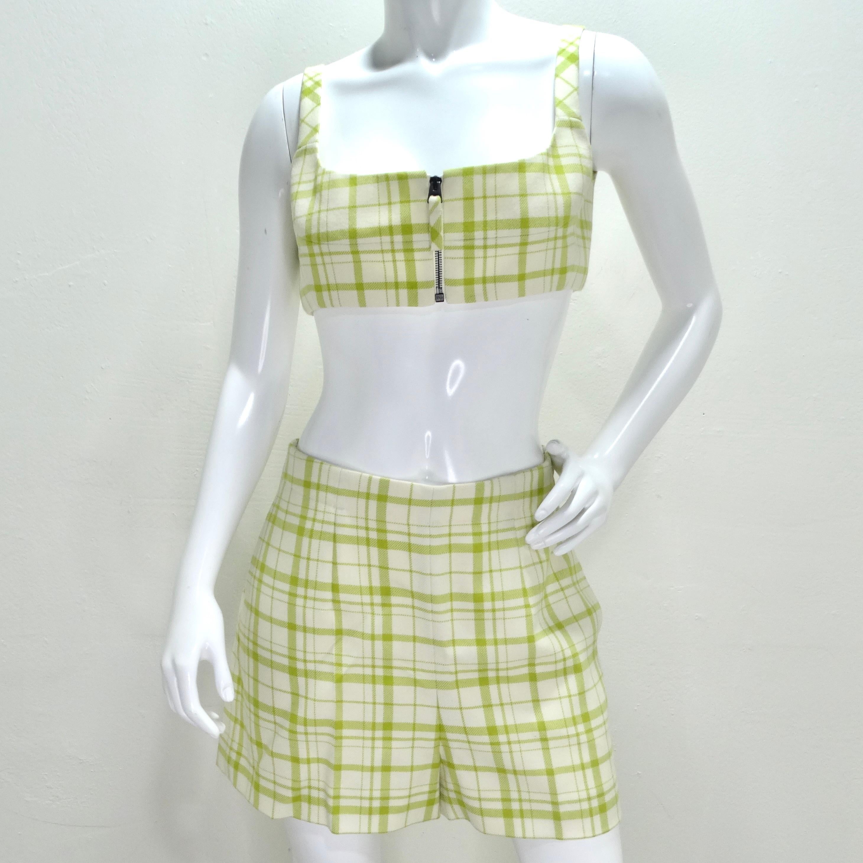 Christian Dior Plaid Wool Crop Top For Sale 3
