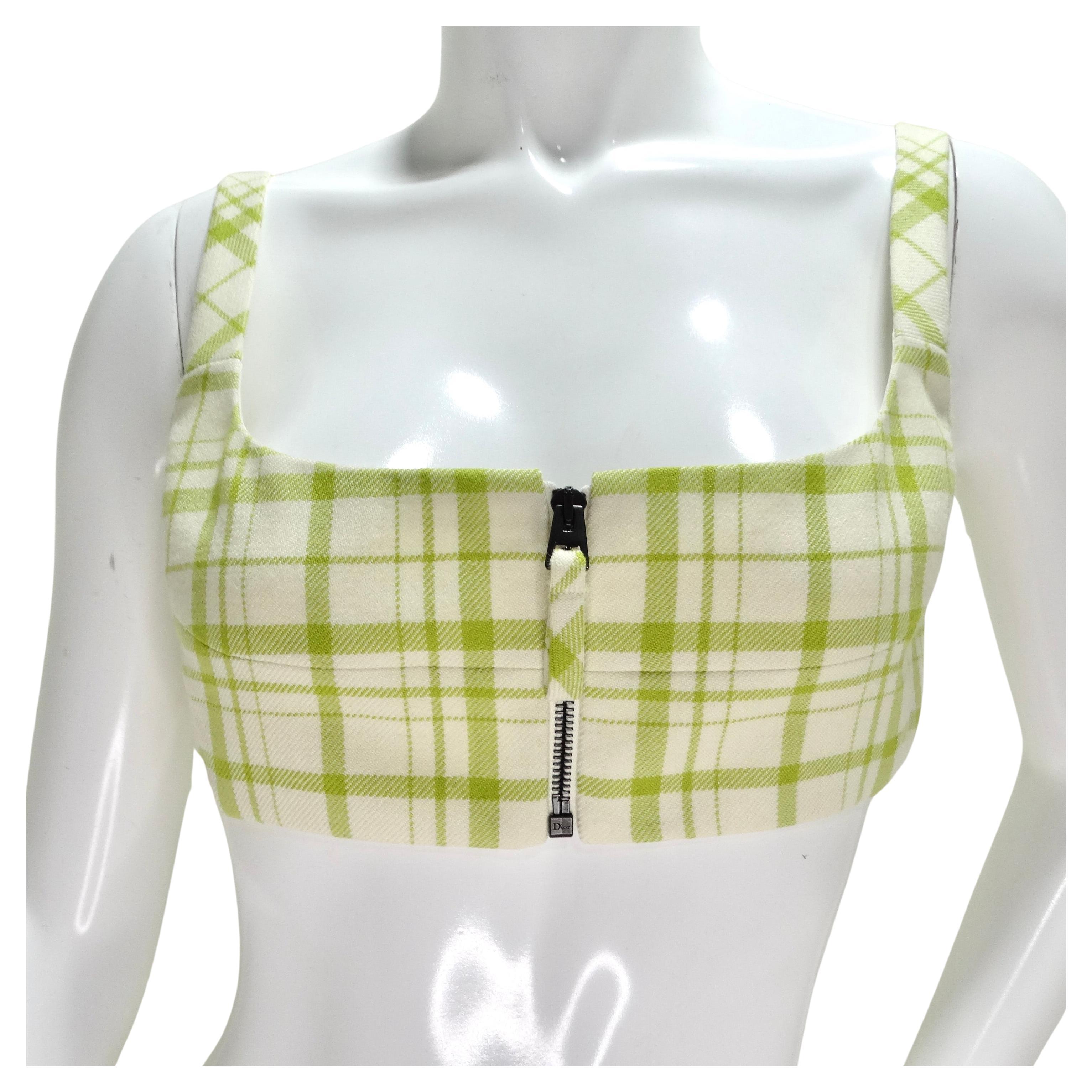 Christian Dior Plaid Wool Crop Top For Sale