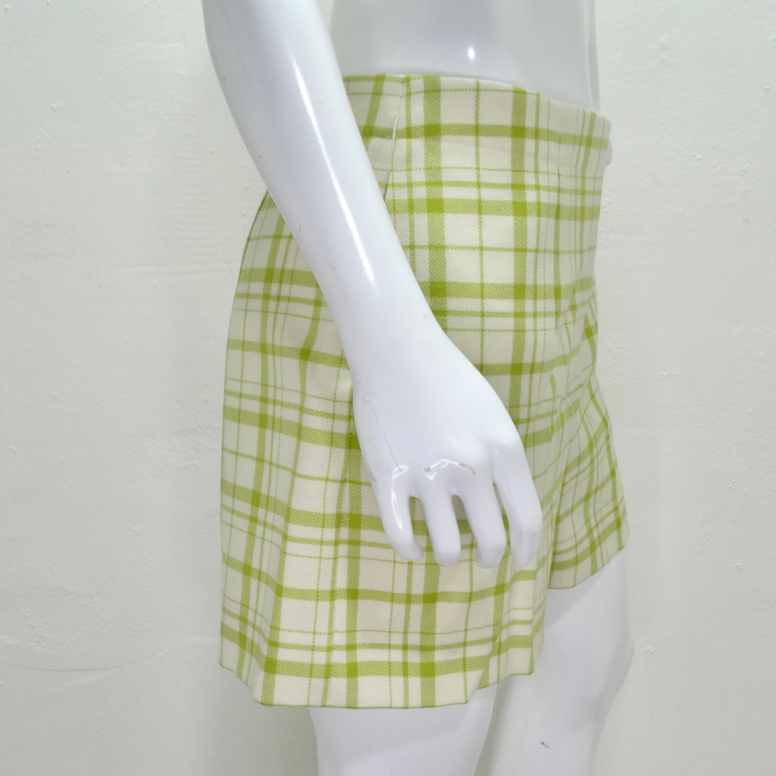 Christian Dior Plaid Wool Shorts In Excellent Condition For Sale In Scottsdale, AZ