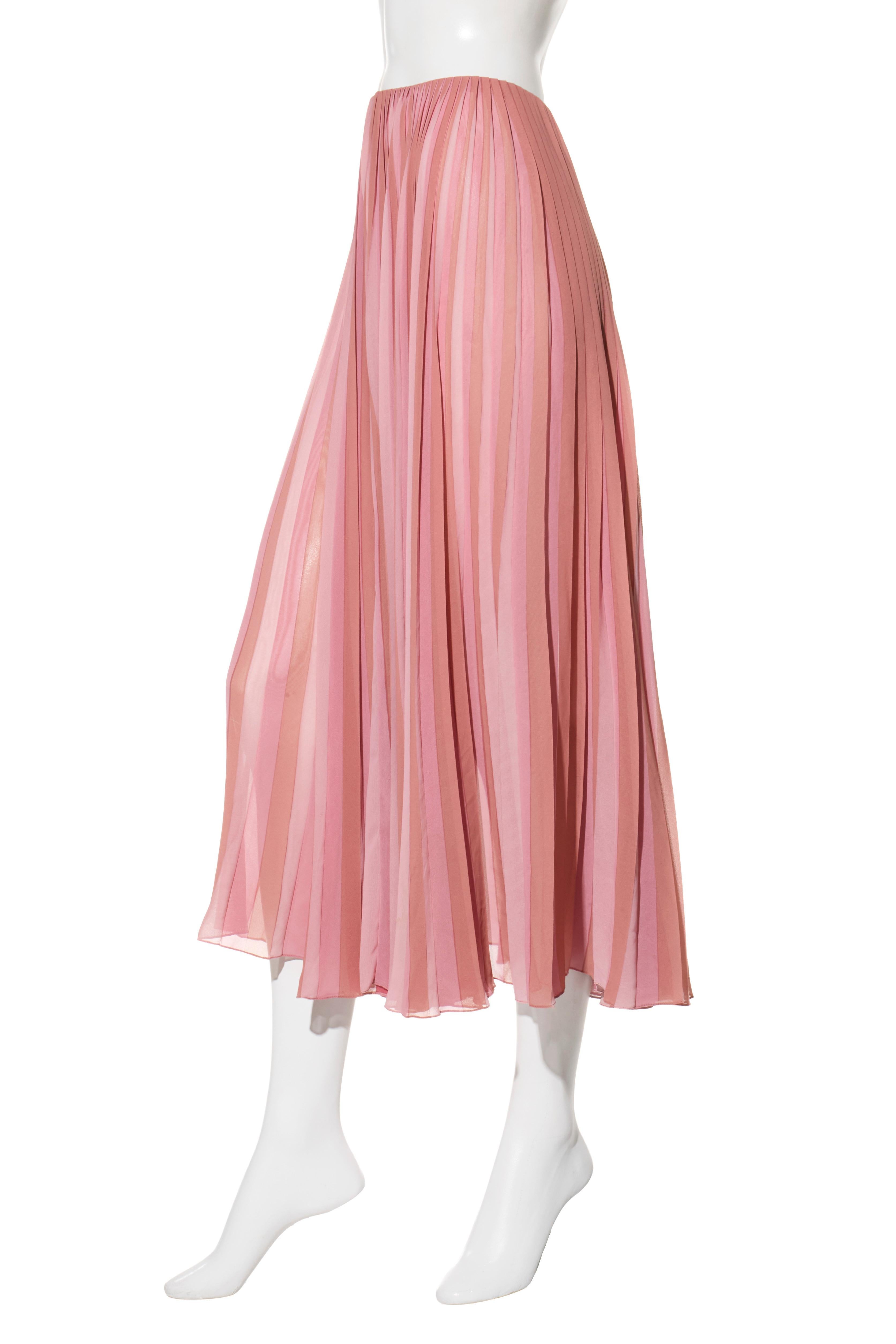 Rose Jupe midi plissée à rayures roses de Christian Dior, fabriquée en Italie Taille FR 36 en vente