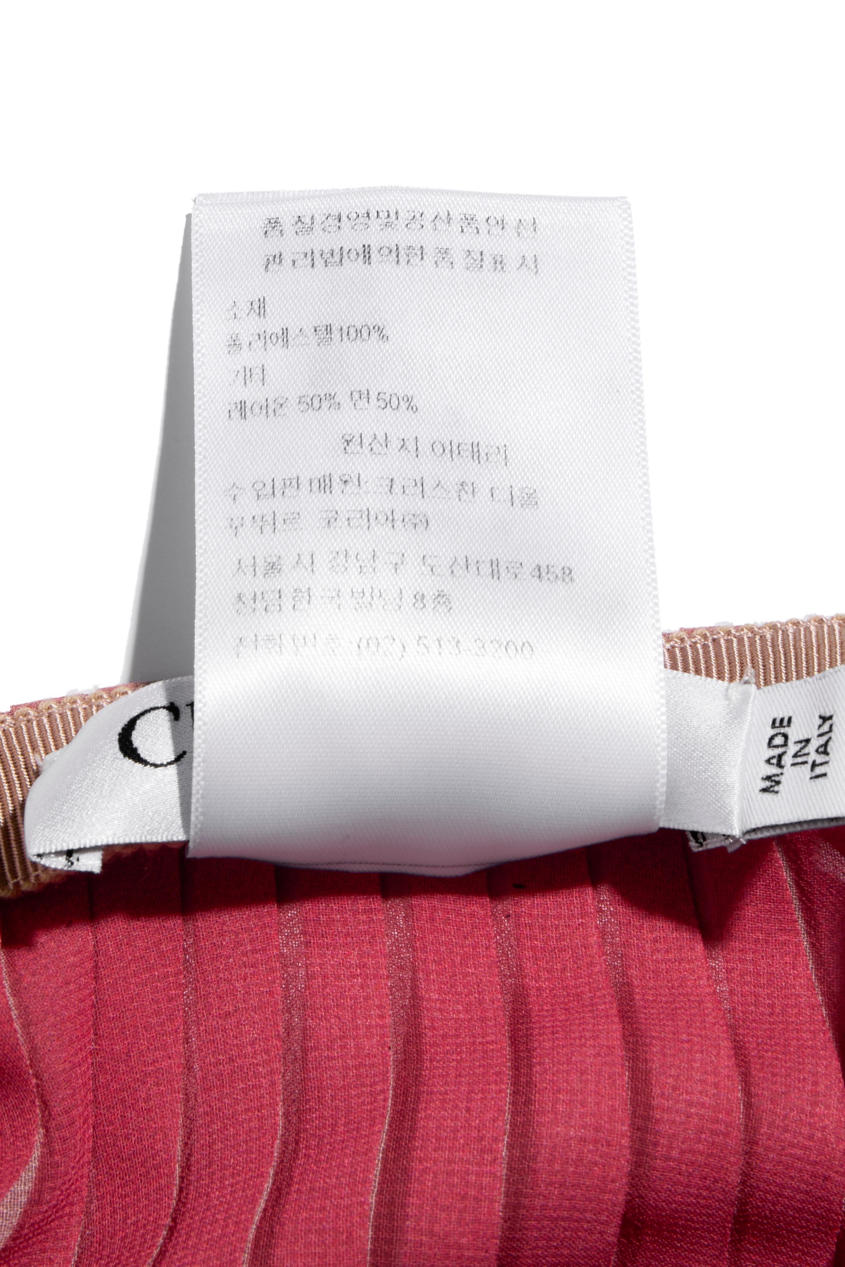 Jupe midi plissée à rayures roses de Christian Dior, fabriquée en Italie Taille FR 36 en vente 4