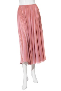 Jupe midi plissée à rayures roses de Christian Dior, fabriquée en Italie Taille FR 36