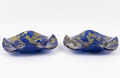 Christian Dior Plexiglas Lucite und Toile de Jouy Schale Tafelaufsatz, ein Paar