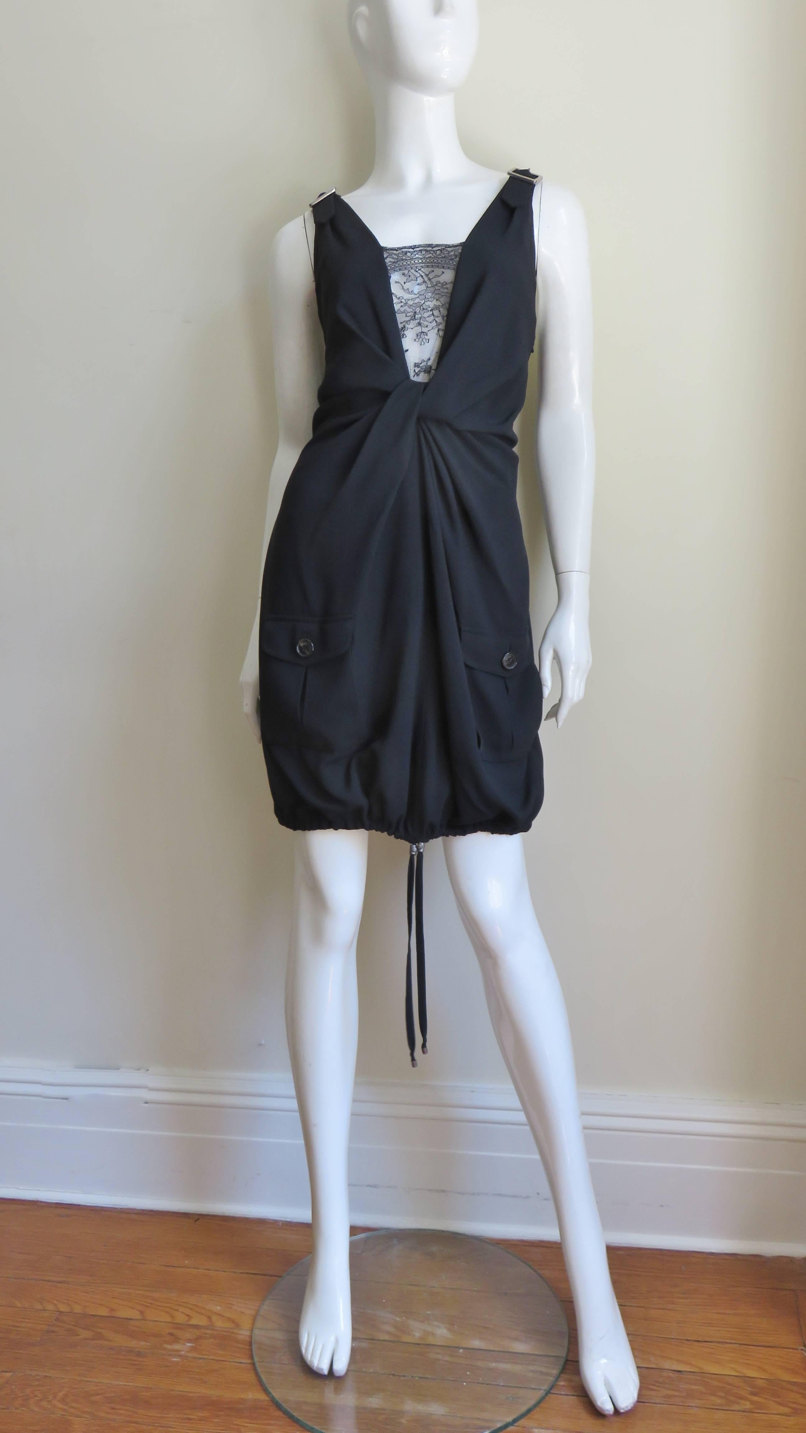 John Galliano for Christian Dior Silk Dress with Buckle Straps For Sale 3