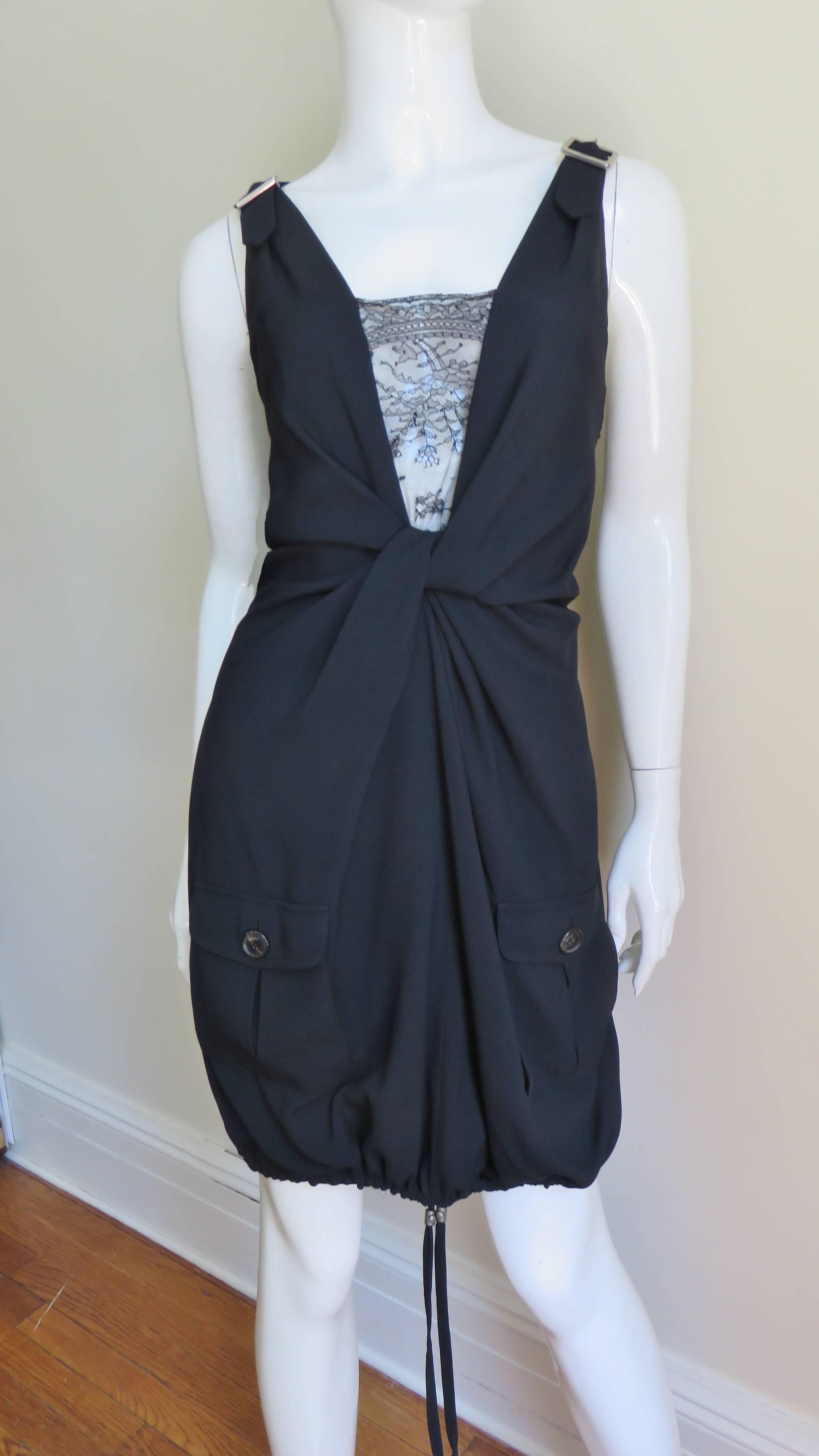 John Galliano for Christian Dior Silk Dress with Buckle Straps For Sale 2