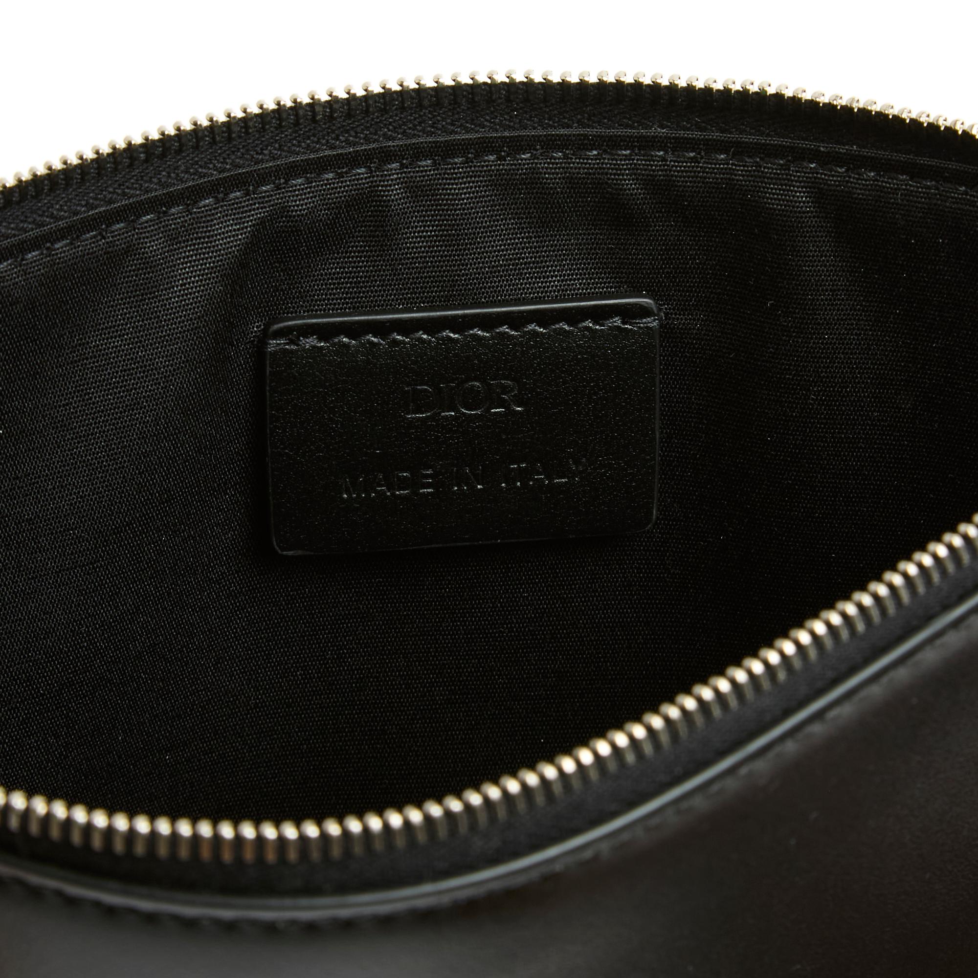 Christian Dior Pochette Dior Daily Script Schwarze Leder Clutch im Angebot 1
