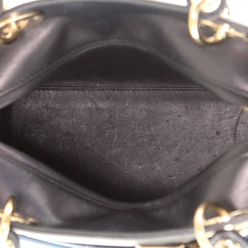Black Christian Dior Pockets Lady Dior Bag Leather Medium