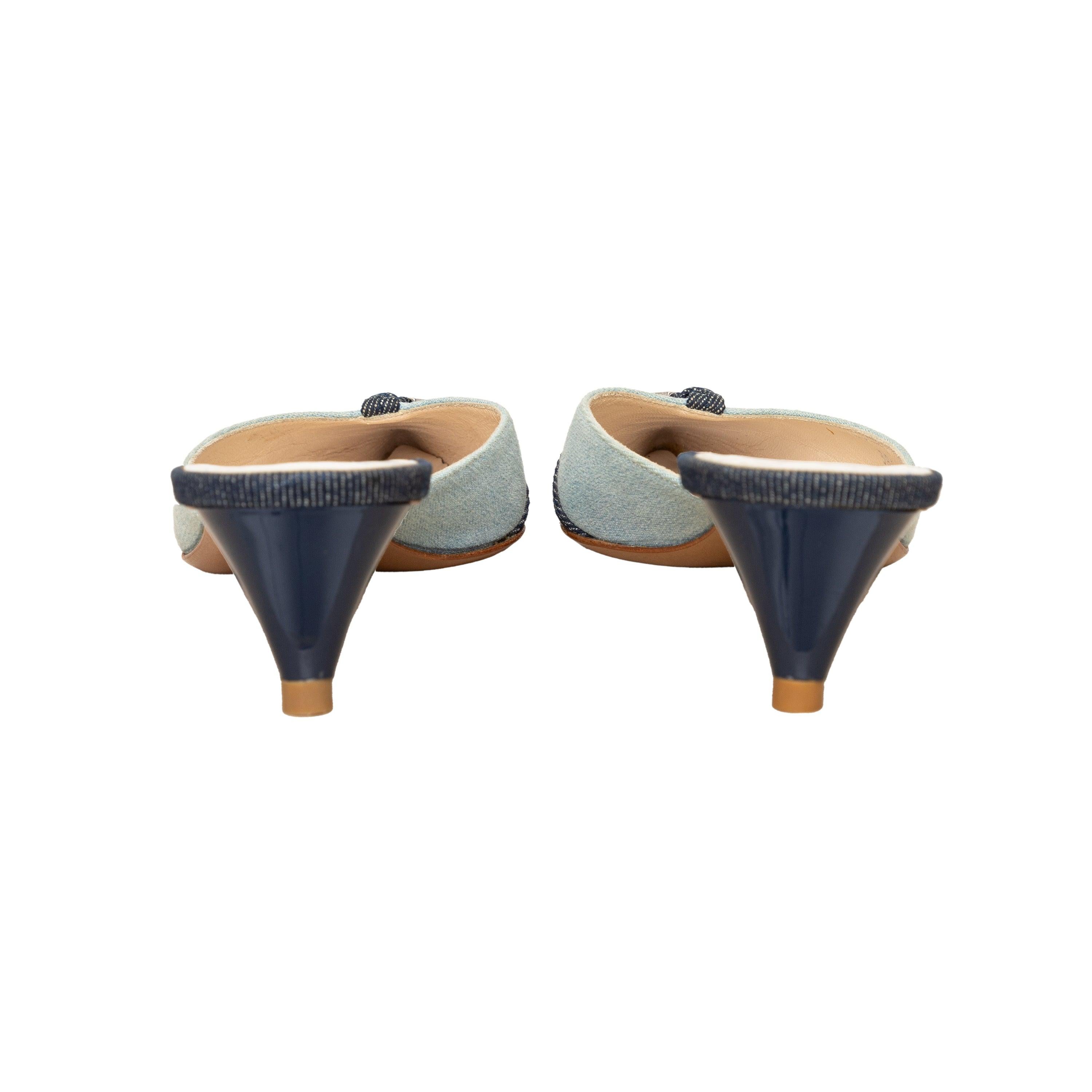 Christian Dior Pointed Toe Denim Kitten Heel - '00s 1