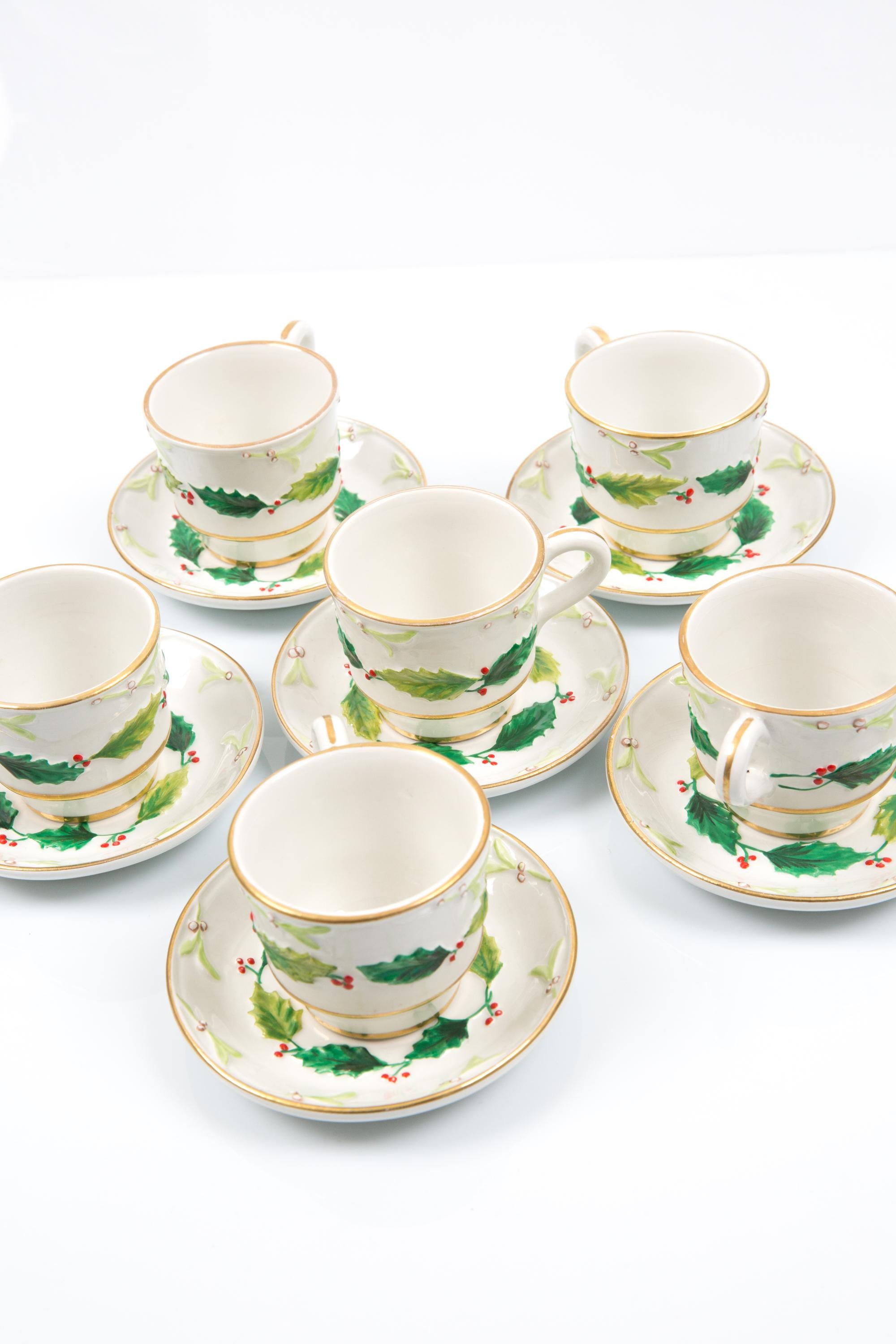 Beige Christian Dior Porcelain 6 Holly Tableware Set For Sale
