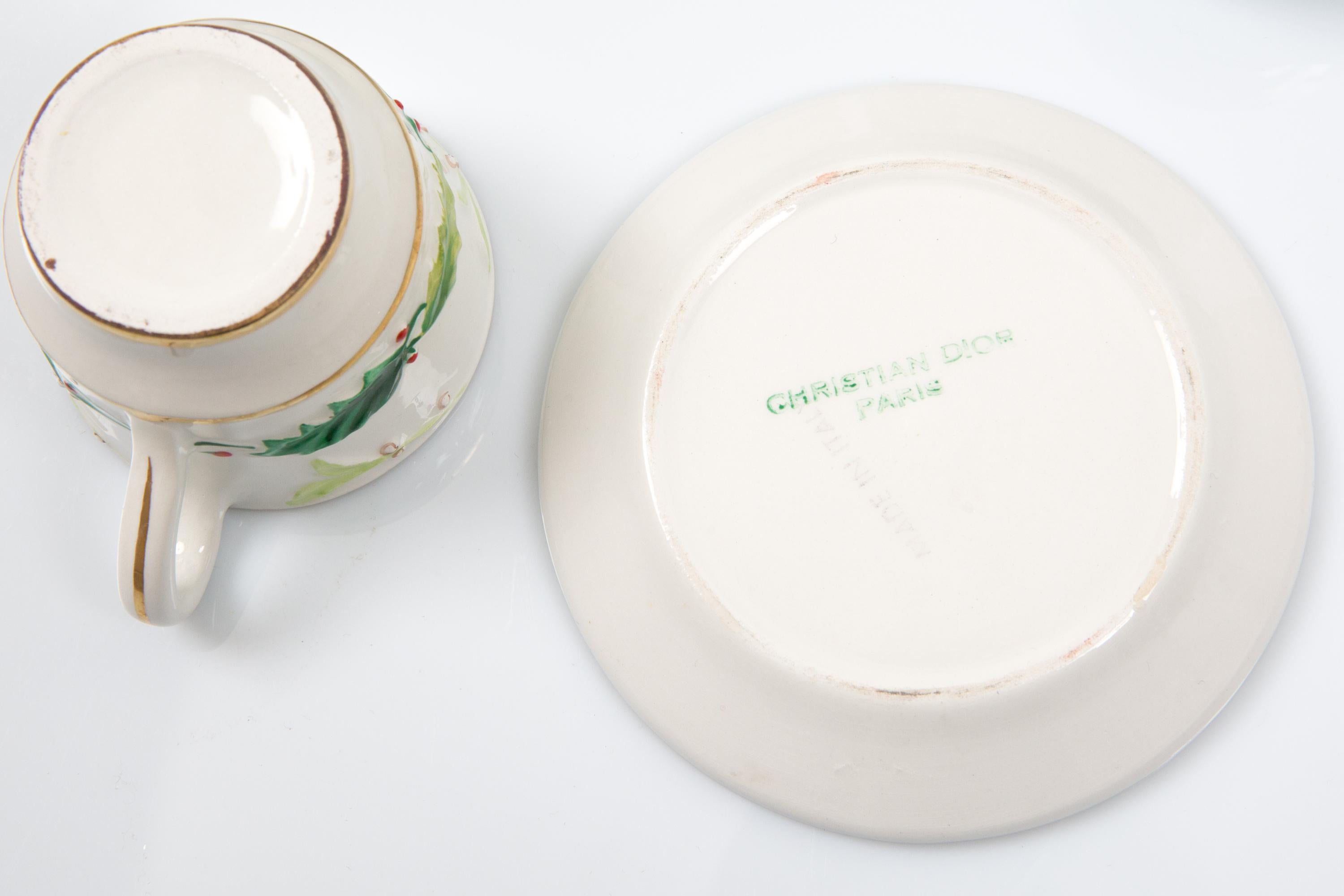 Women's or Men's Christian Dior Porcelain 6 Holly Tableware Set For Sale