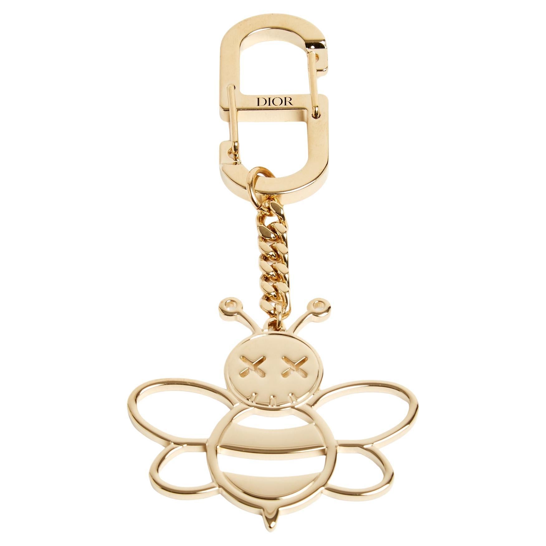 Christian Dior Porte cles Abeille x Kaws Iconic Golden Metal Bee Key holder New For Sale