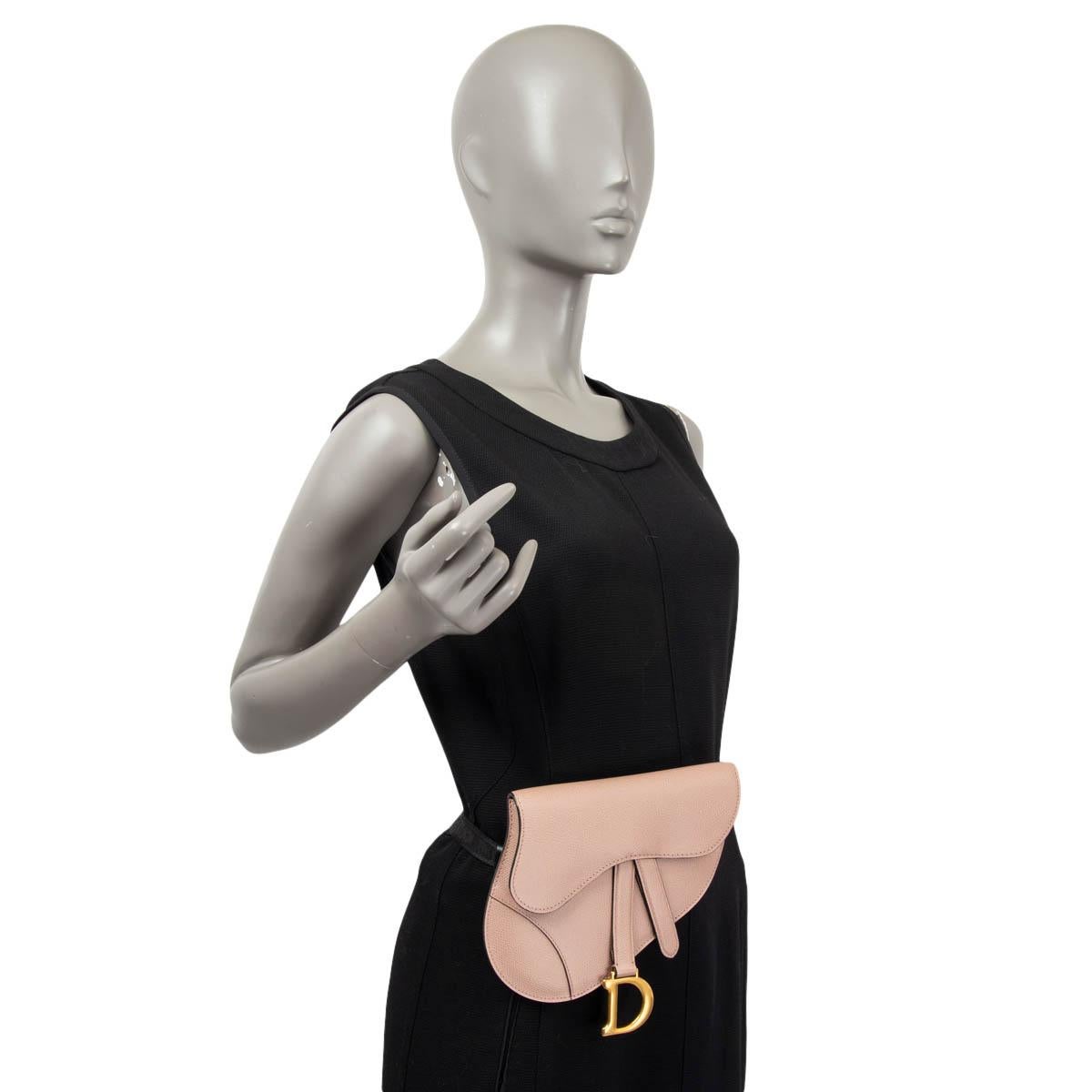 CHRISTIAN DIOR Poudre pink leather SADDLE POUCH Belt Bag 1