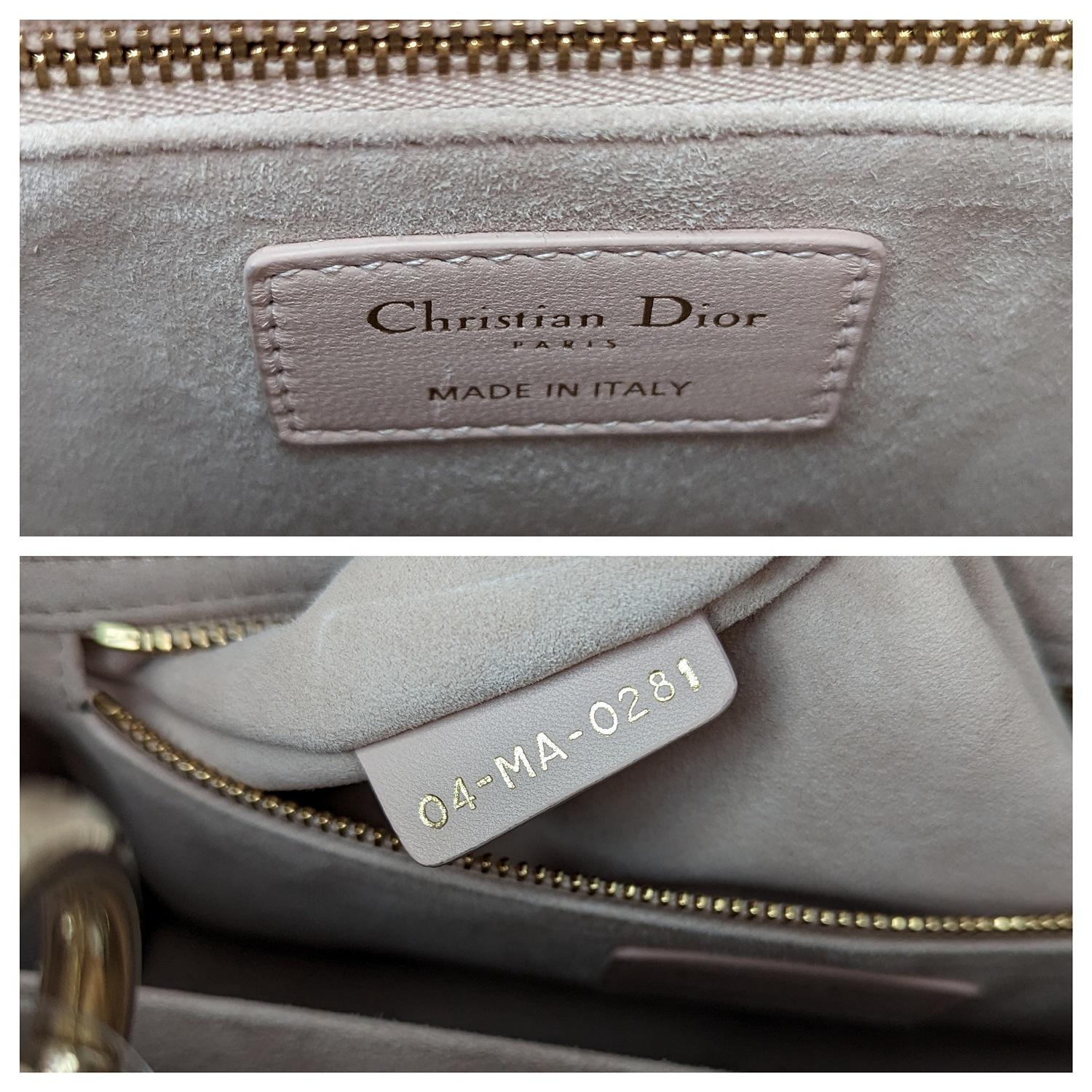 Christian Dior Powder Pink Cannage Lambskin Medium Lady Dior For Sale 4