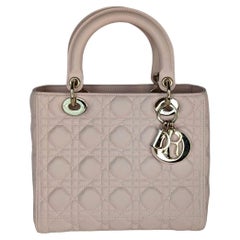 Christian Dior Powder Pink Cannage Lambskin Medium Lady Dior
