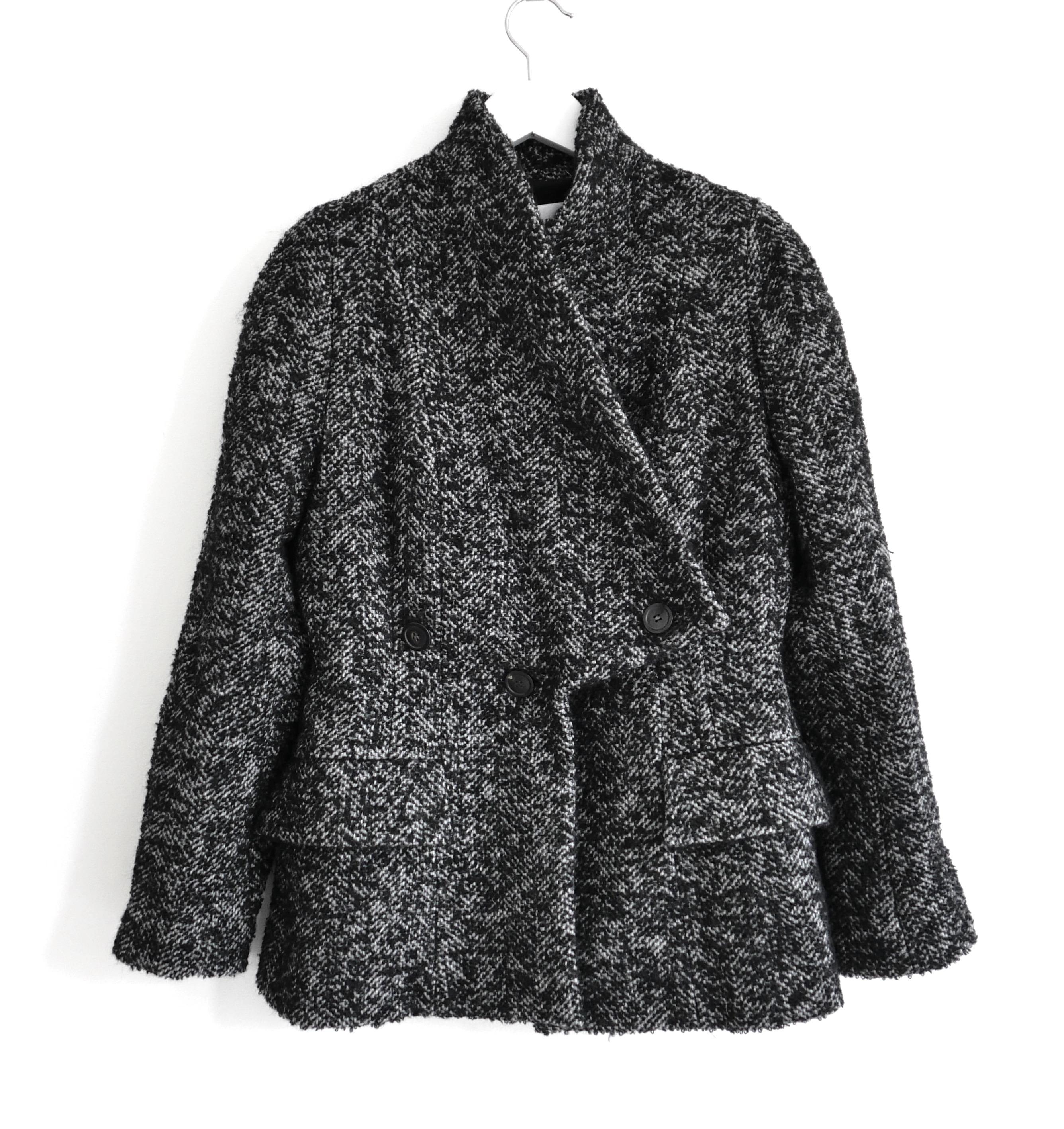 Absolutely wonderful Christian Dior bar jacket - from the Pre-Fall 2018 collection. Look 34. Bought for £3250 and in amazing worn once condition. Made from superbly textured black and white wool and mohair blend boucle tweed with a soft black silk