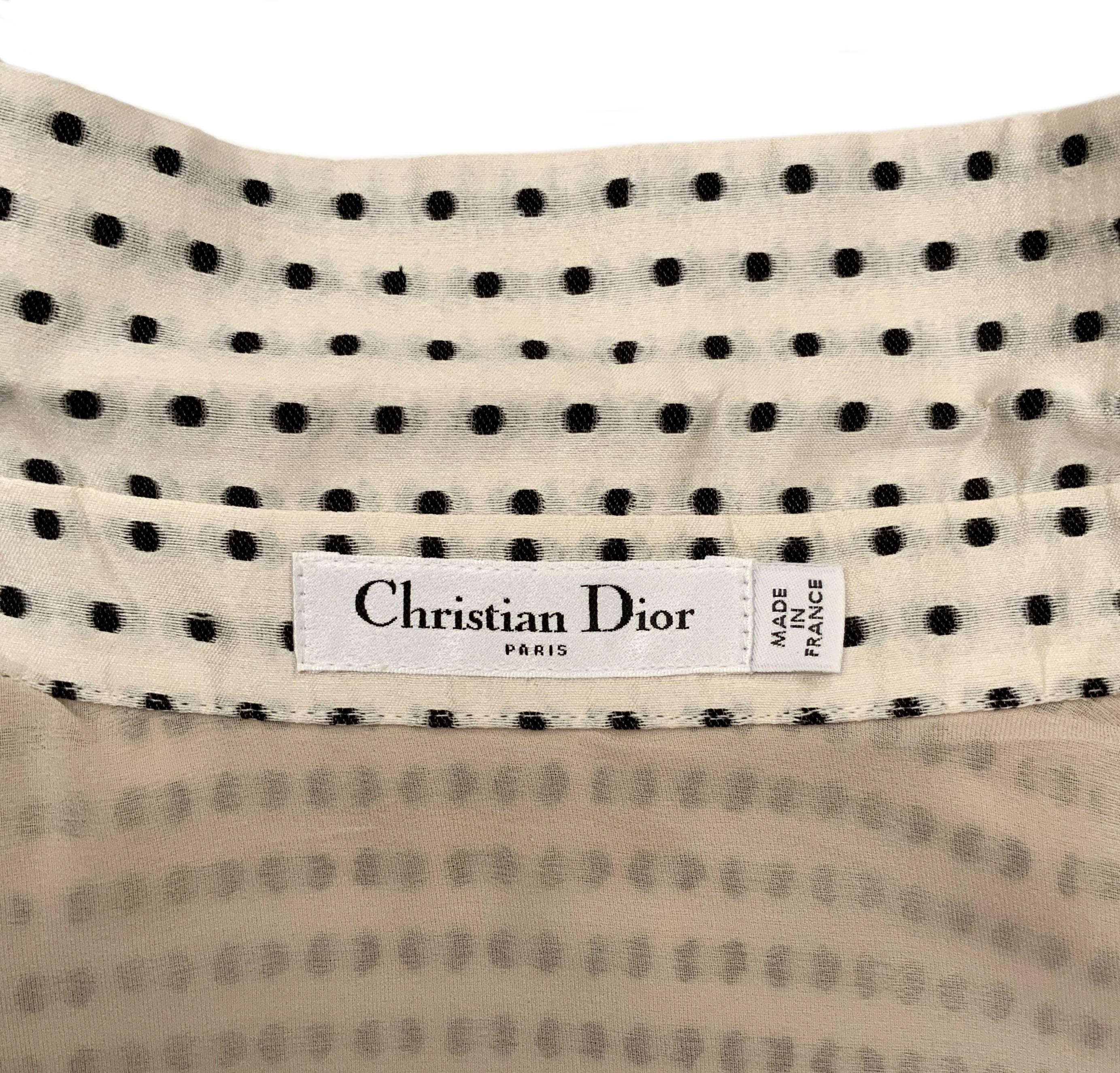Beige Christian Dior Pre-Fall 2020 Polka Dots Silk Dress