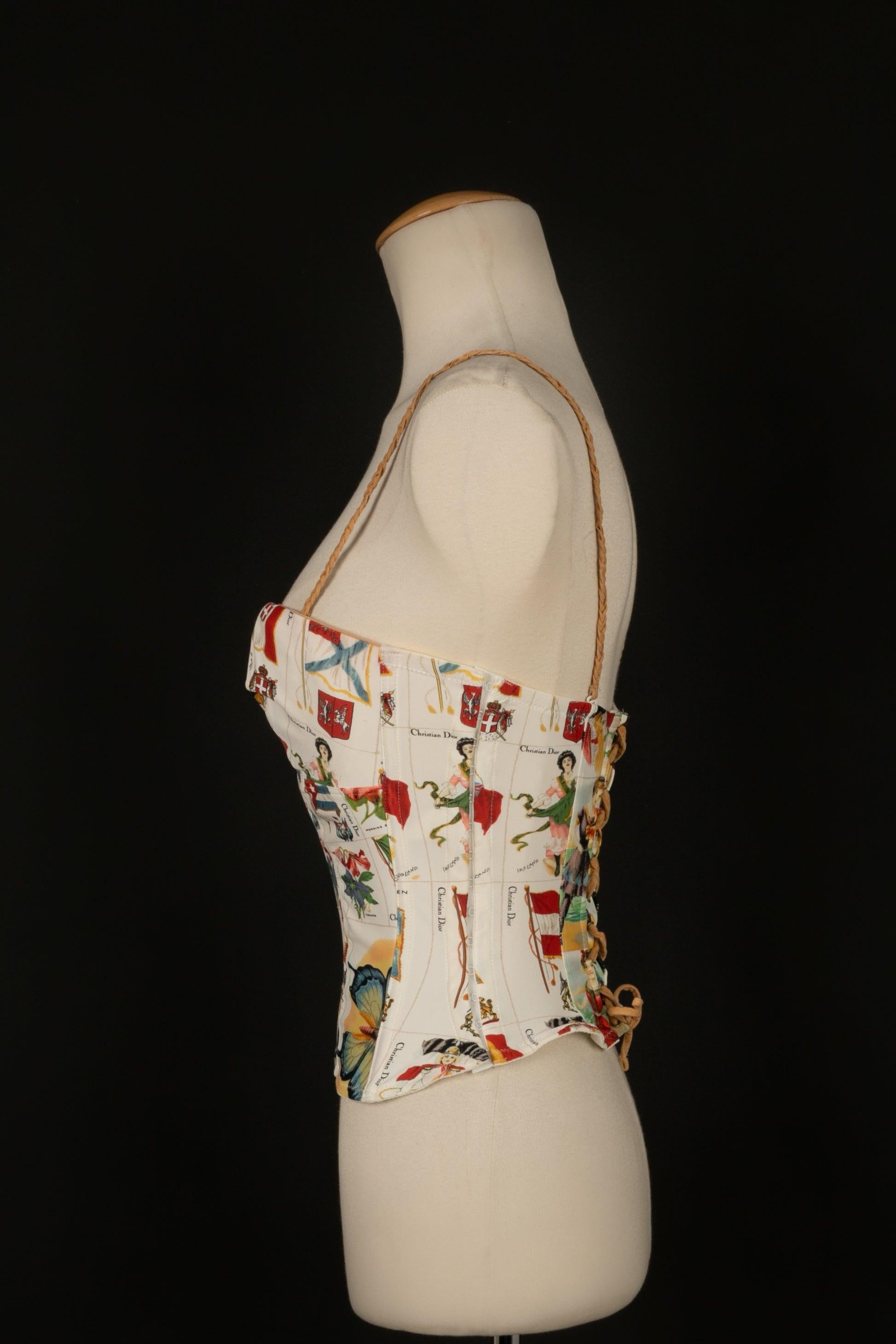 Christian Dior Printed Bustier Top Summer, 2002 In Excellent Condition For Sale In SAINT-OUEN-SUR-SEINE, FR