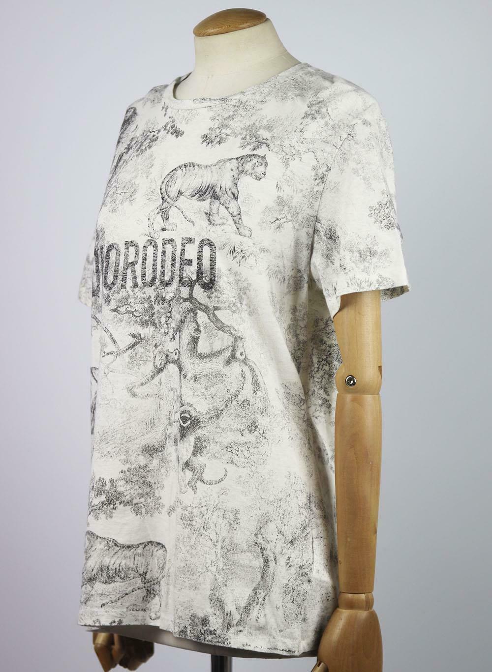 Gray Christian Dior Printed Cotton & Linen Blend T-Shirt