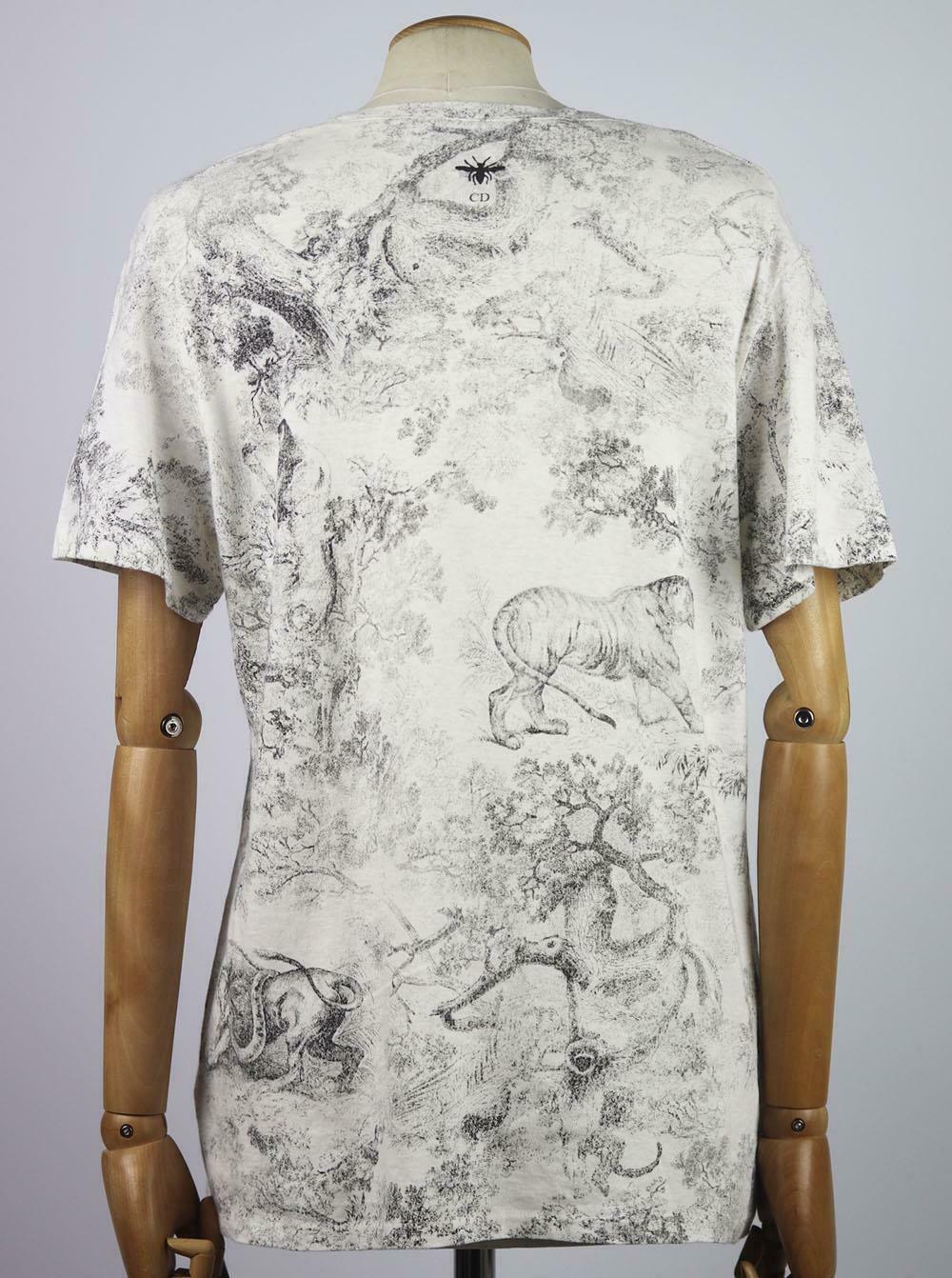 Christian Dior Printed Cotton & Linen Blend T-Shirt In Excellent Condition In London, GB