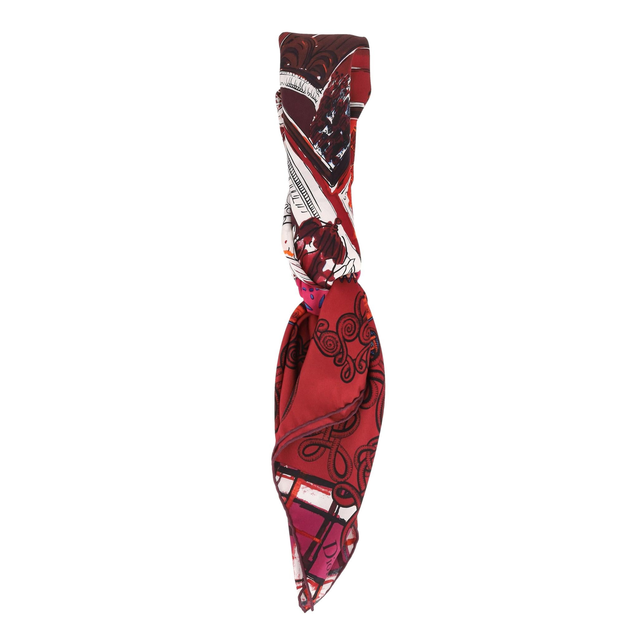 Christian Dior Printed Silk Carre Scarf In Excellent Condition For Sale In London, GB