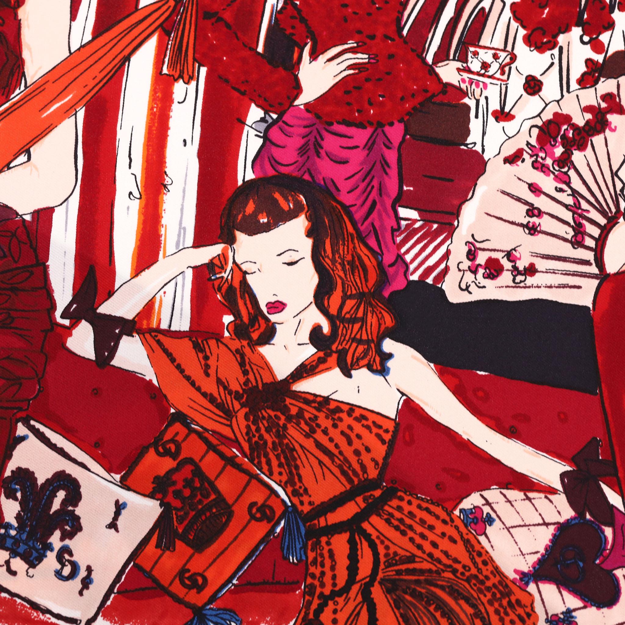 Christian Dior Printed Silk Carre Scarf For Sale 2