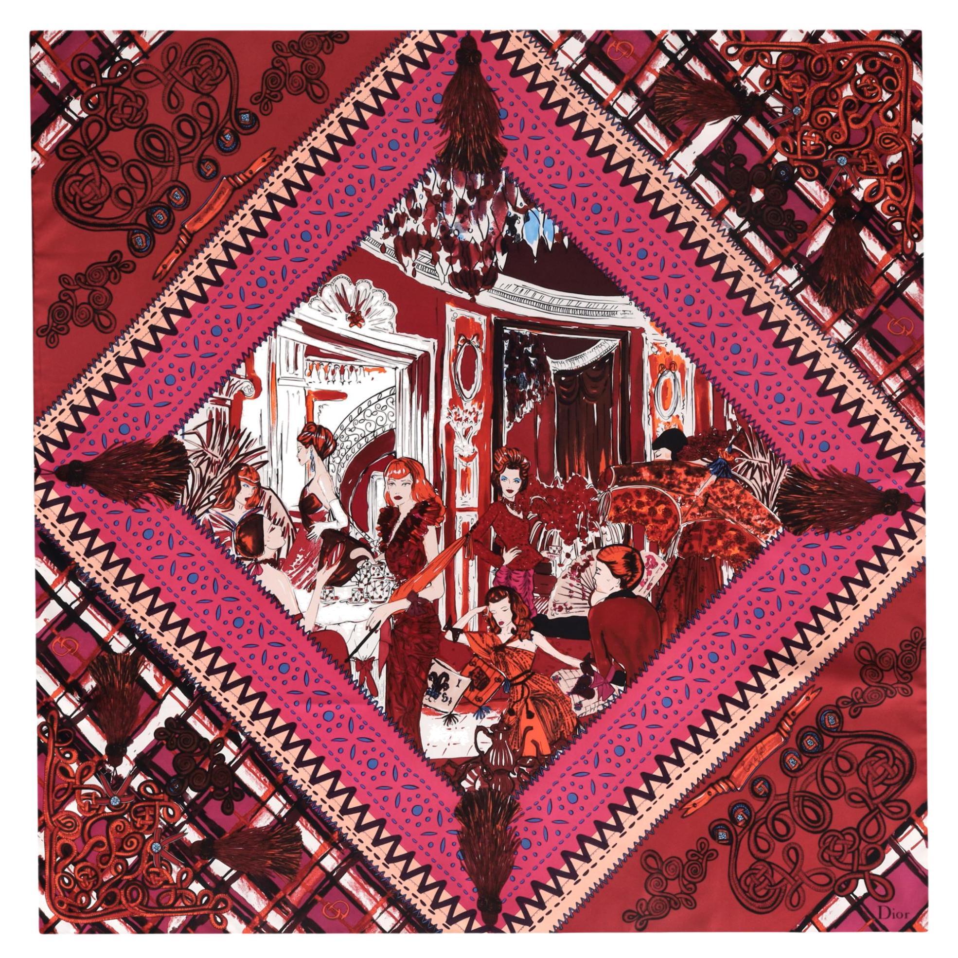 Christian Dior Printed Silk Carre Scarf For Sale