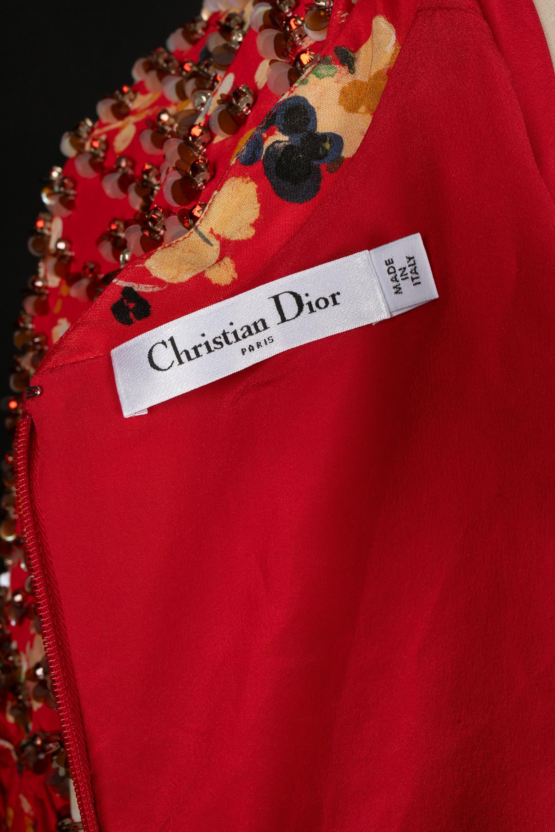 Christian Dior Printed Silk Top with Costume Pearls, 2017 2