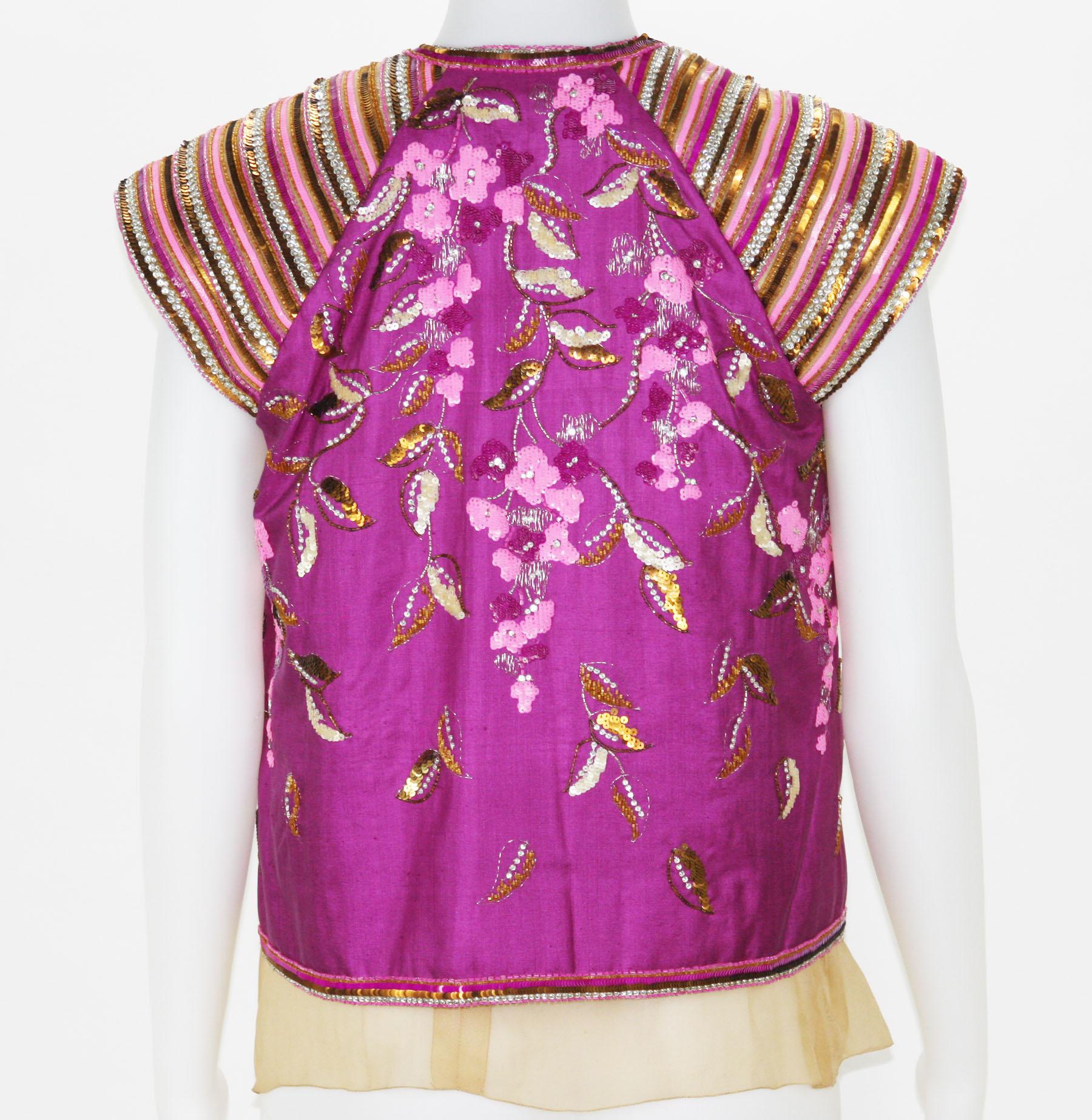 Pink Christian Dior PRINTEMPS-ETE 1980 Numbered Embellished Jacket + Top + Headband  For Sale